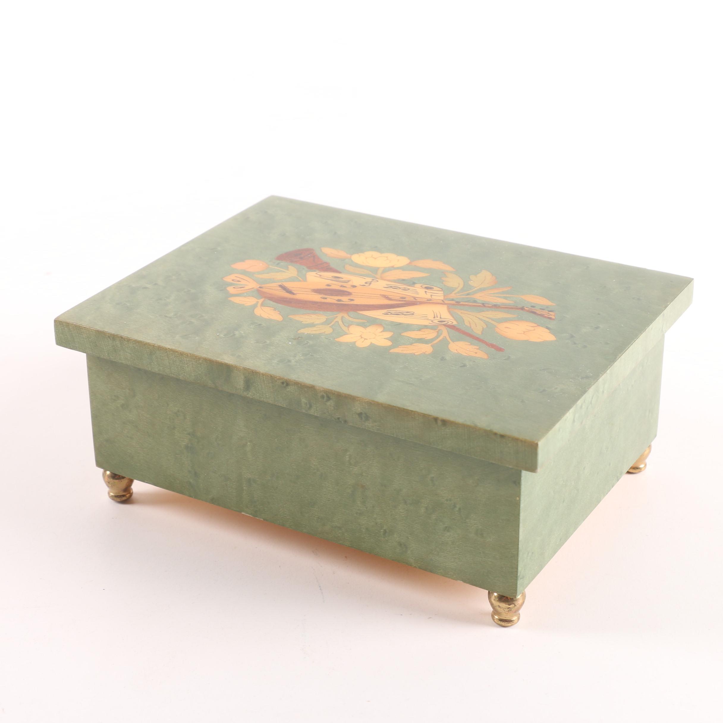 Italian Notturno Intarsio Inlaid Wooden Music Box