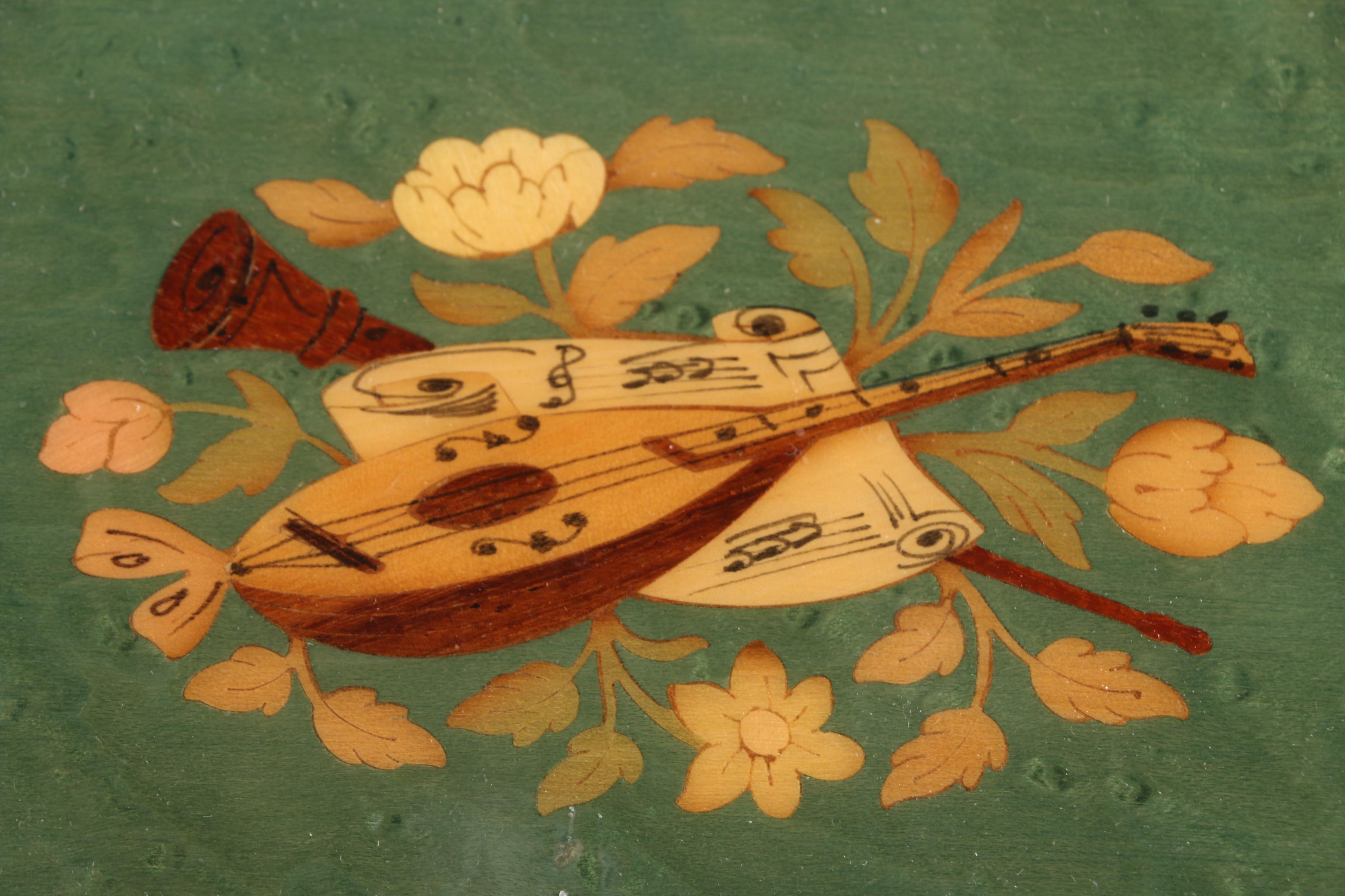 Italian Notturno Intarsio Inlaid Wooden Music Box