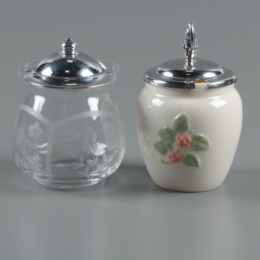 Sterling Lidded Condiment Jars featuring Lenox, Webster, and Lunt