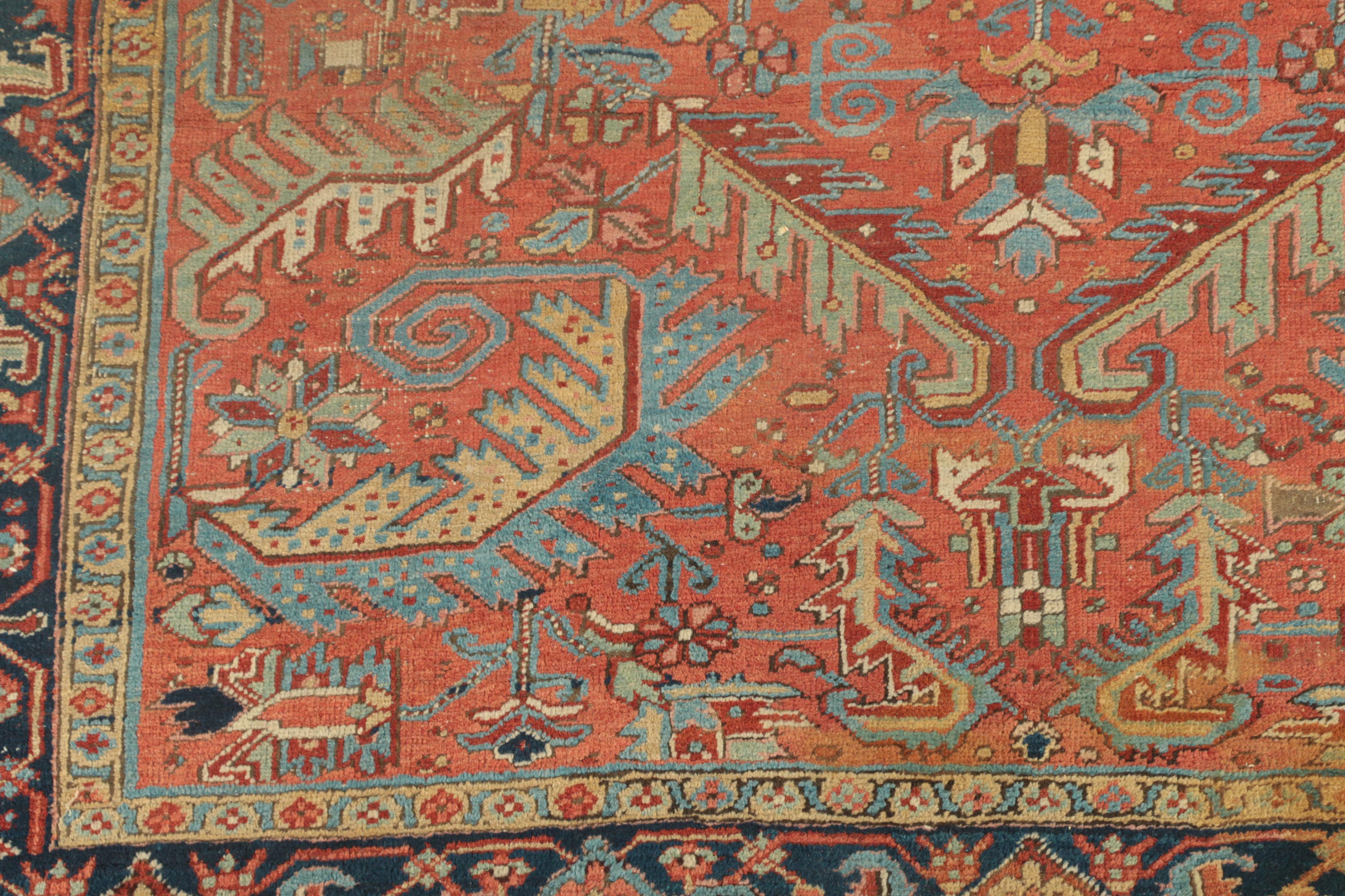 Semi-Antique Hand-Knotted Persian Heriz Wool Area Rug