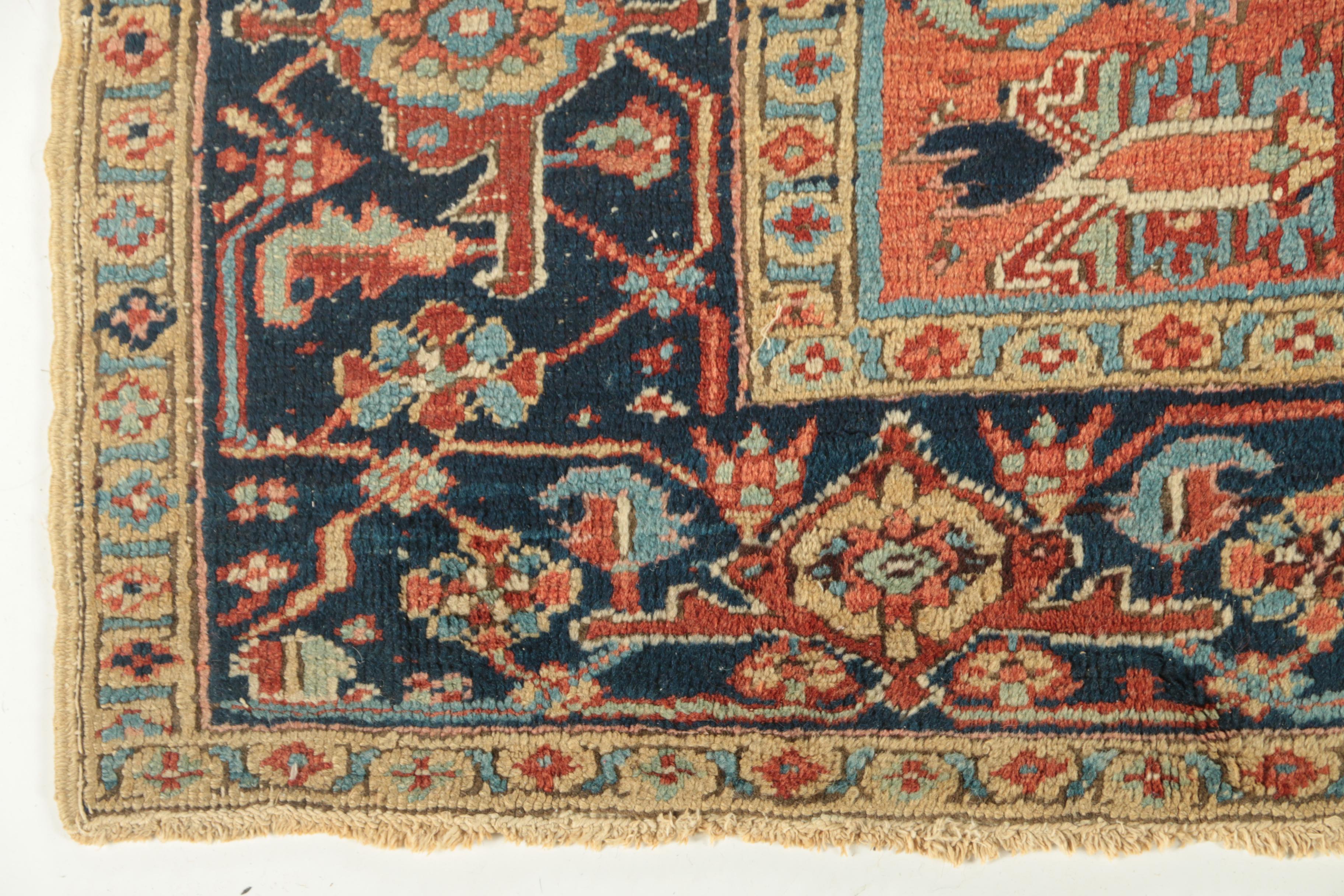 Semi-Antique Hand-Knotted Persian Heriz Wool Area Rug