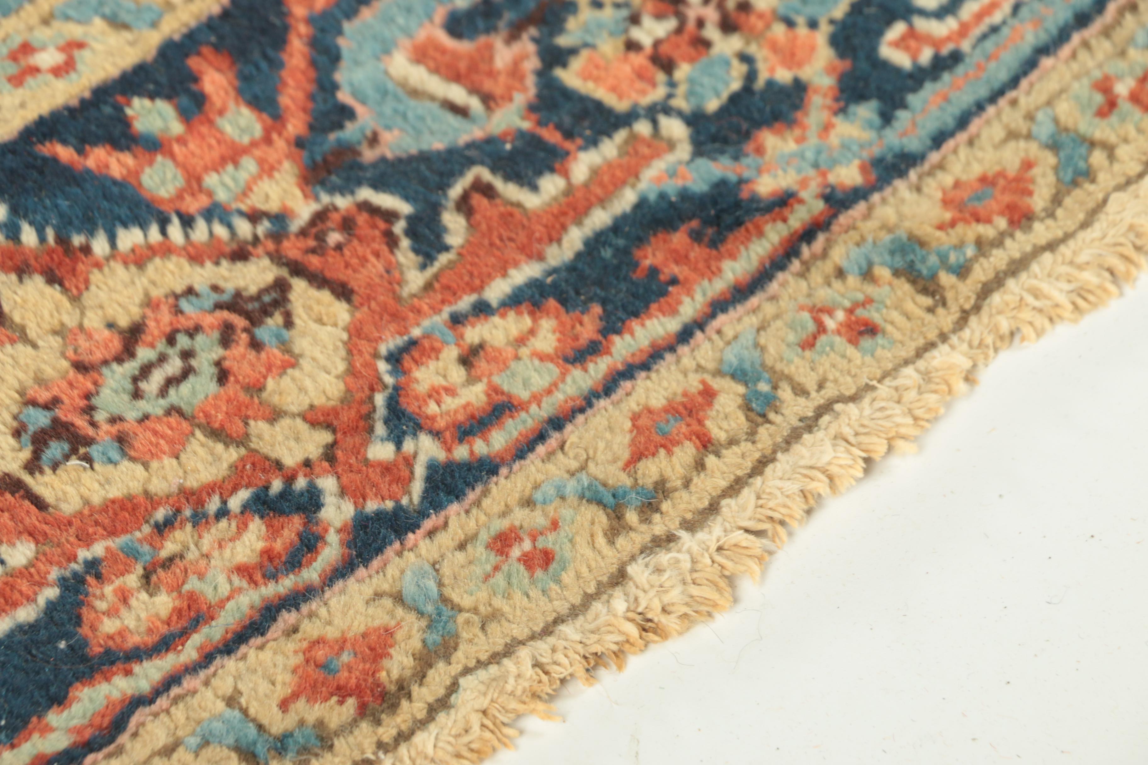 Semi-Antique Hand-Knotted Persian Heriz Wool Area Rug