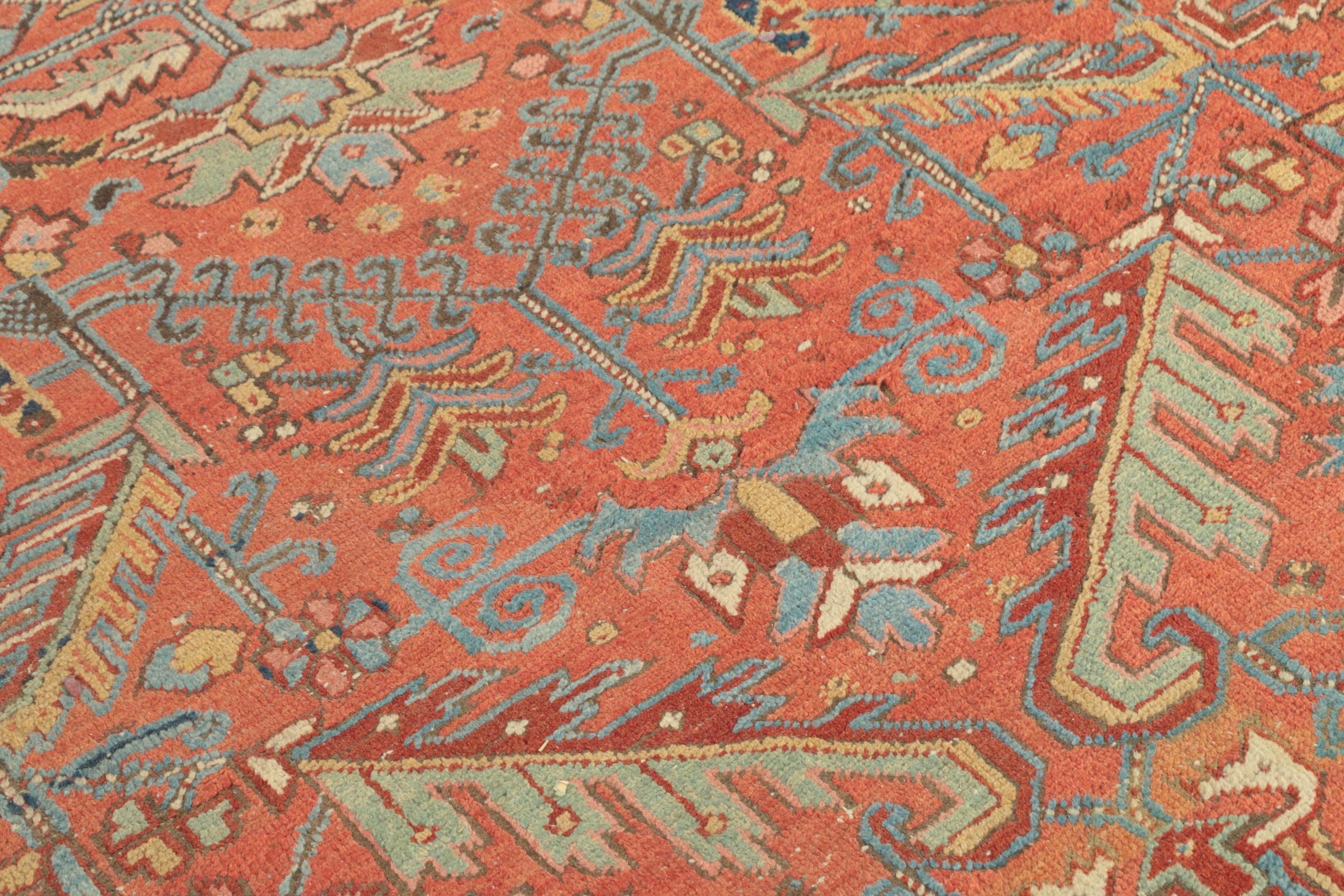 Semi-Antique Hand-Knotted Persian Heriz Wool Area Rug