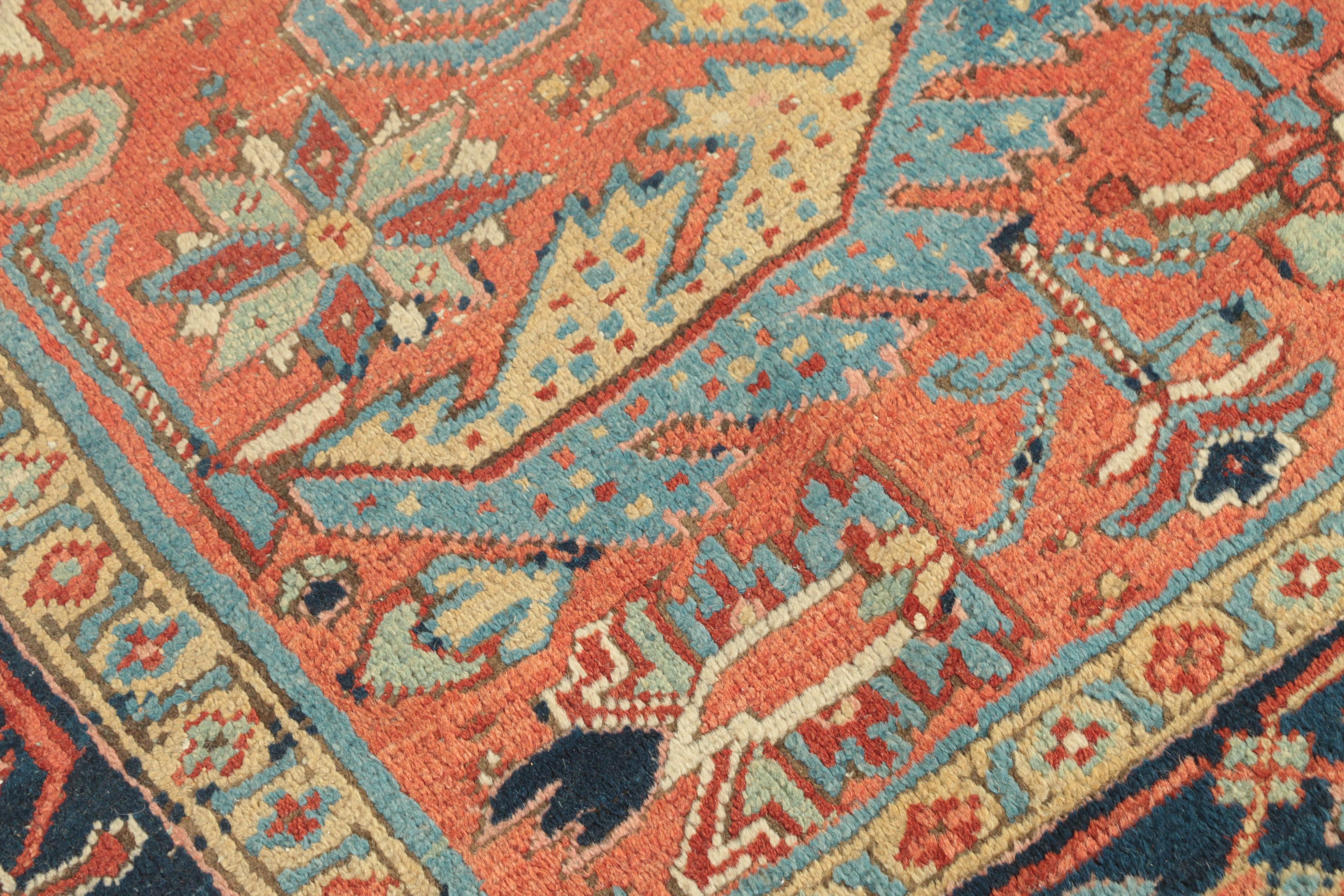 Semi-Antique Hand-Knotted Persian Heriz Wool Area Rug