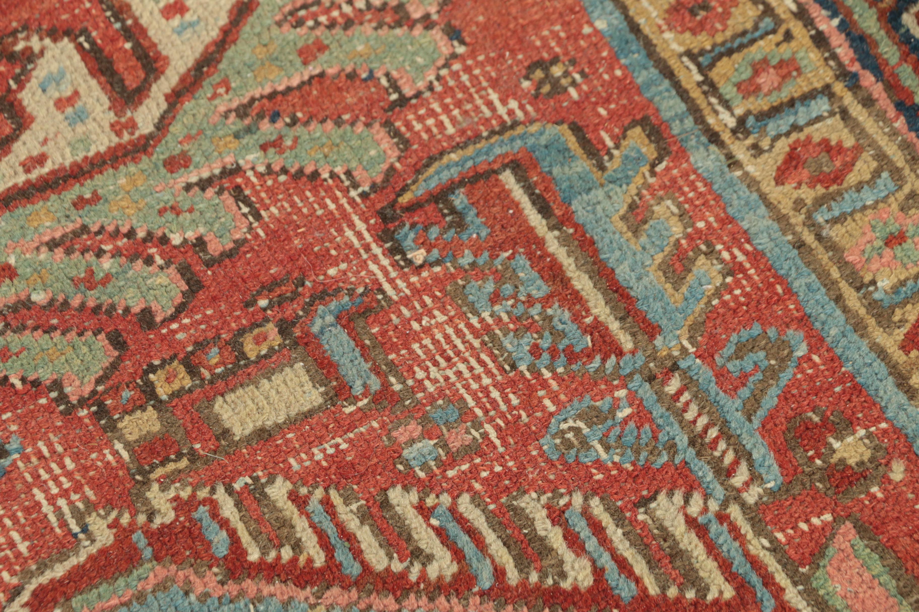 Semi-Antique Hand-Knotted Persian Heriz Wool Area Rug