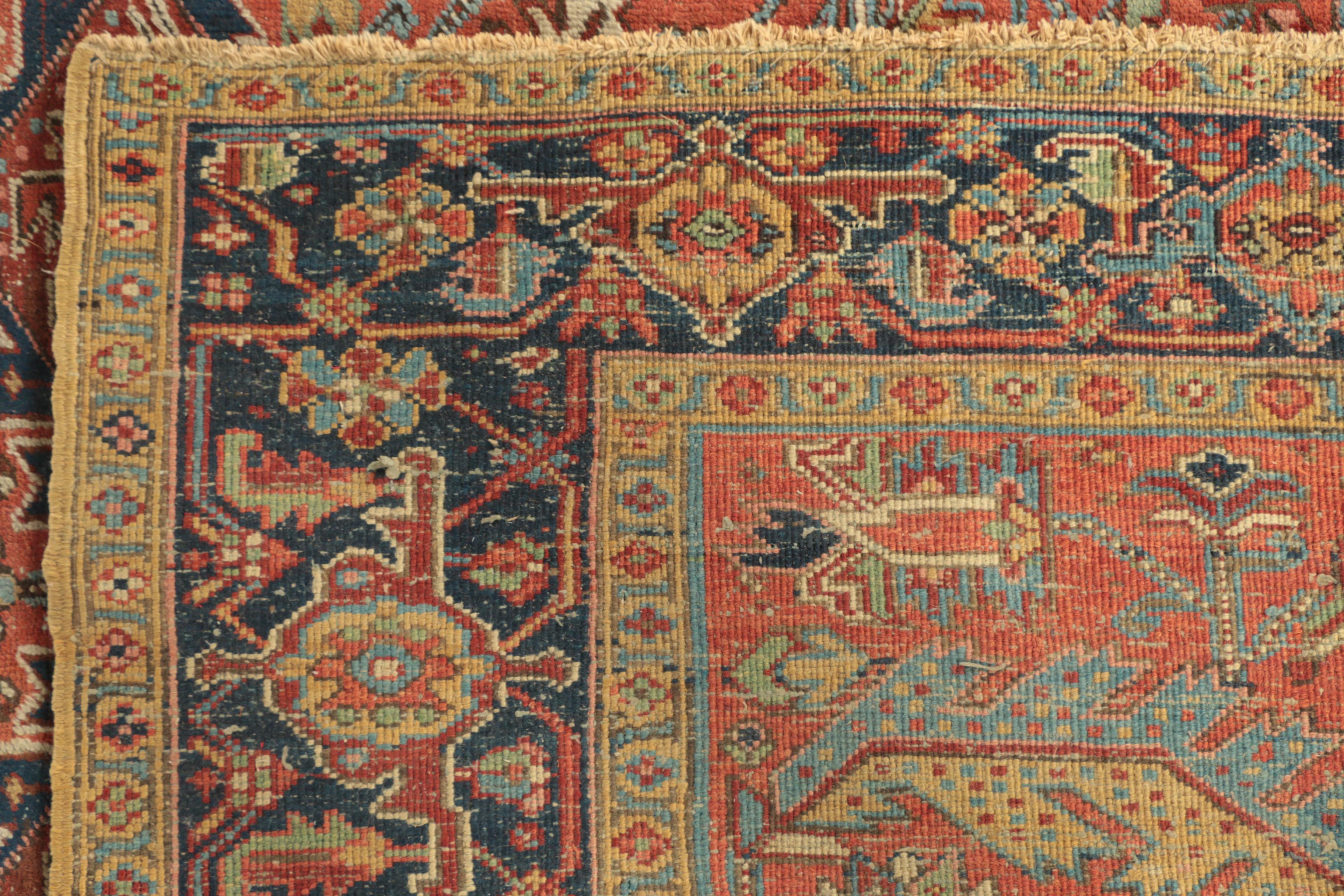 Semi-Antique Hand-Knotted Persian Heriz Wool Area Rug