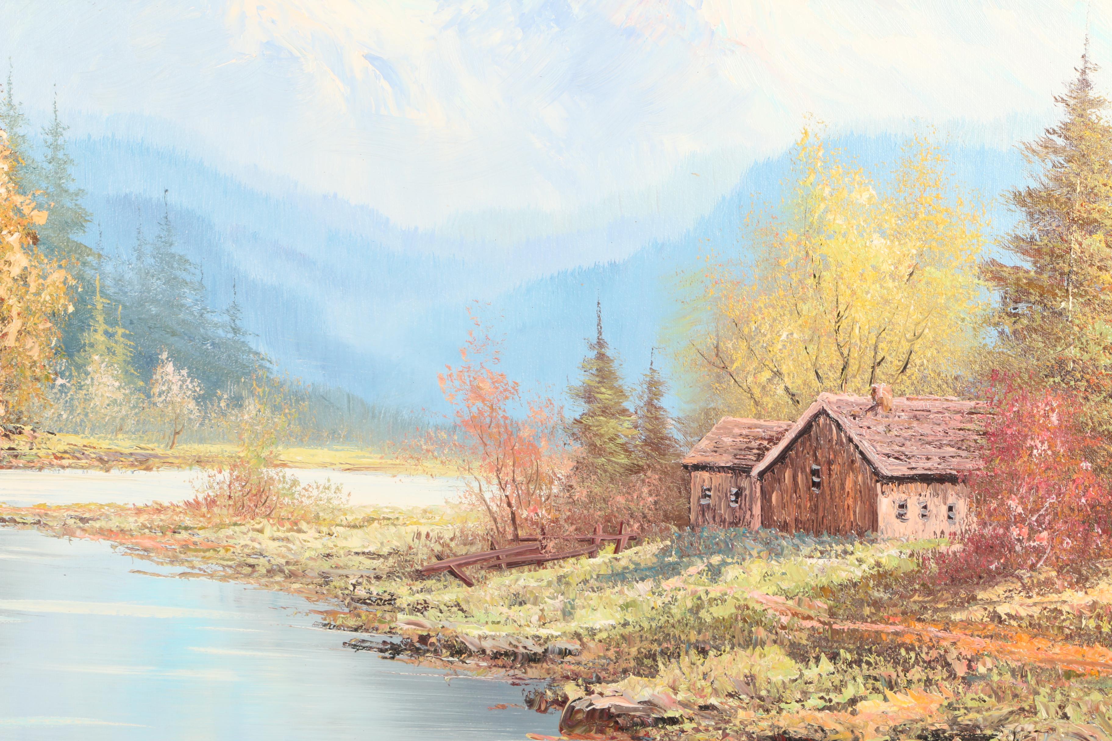 W. Chapman Oil Painting of Alpine Landscape