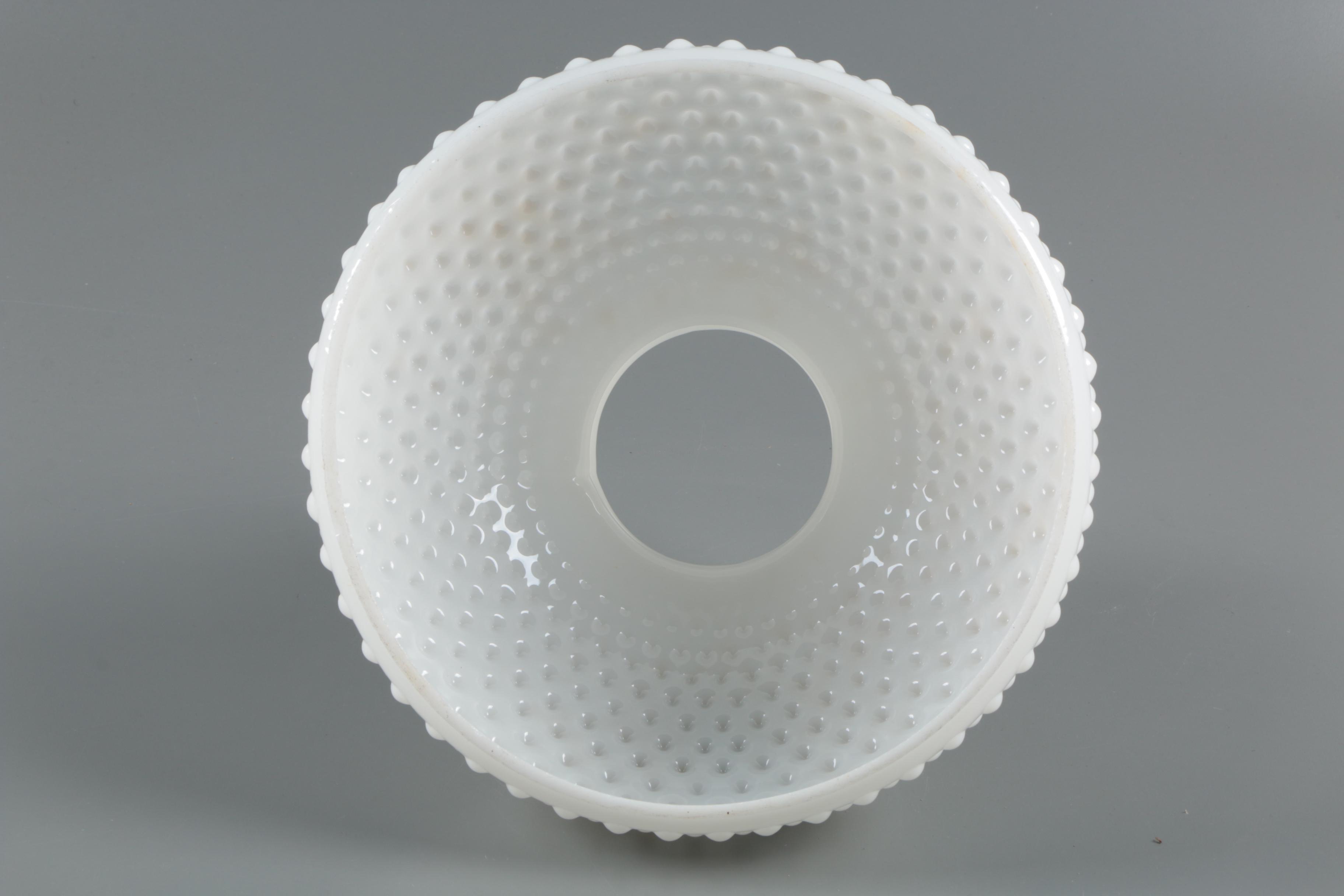 Converted Victorian Brass Oil Lamp with Hobnail Milk Glass Shade