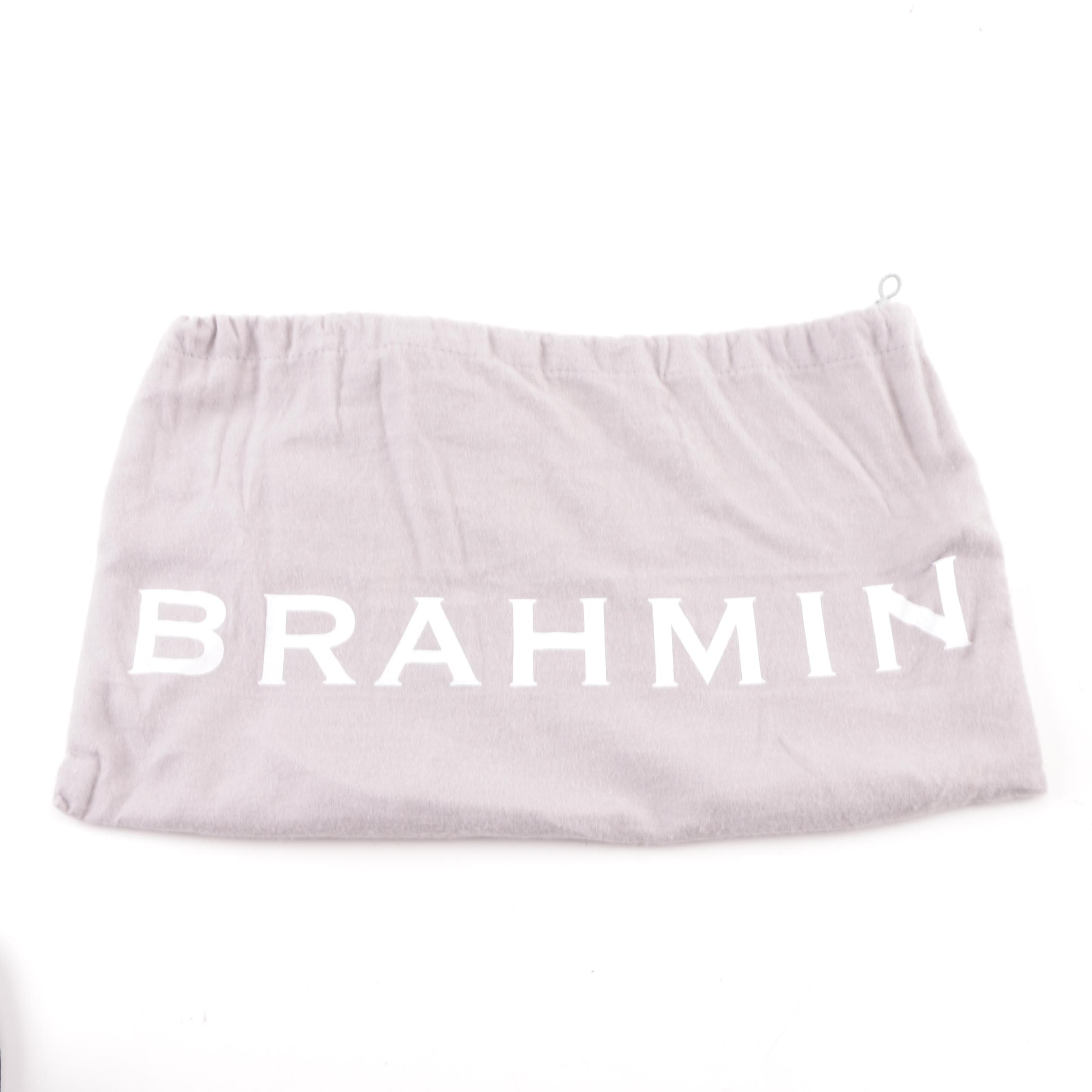 Brahmin Ostrich Embossed Brown Leather Top Handle Bag