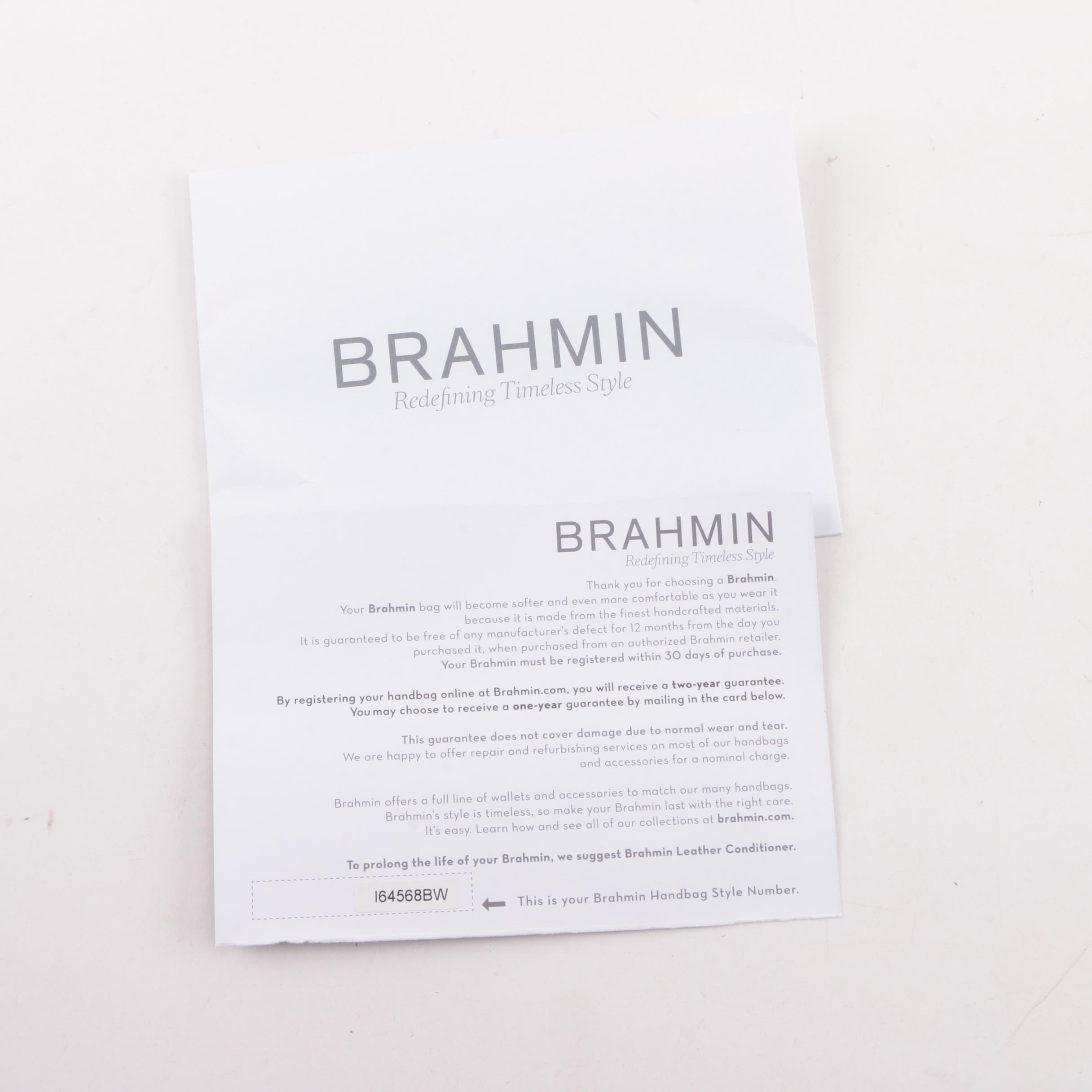 Brahmin Ostrich Embossed Brown Leather Top Handle Bag