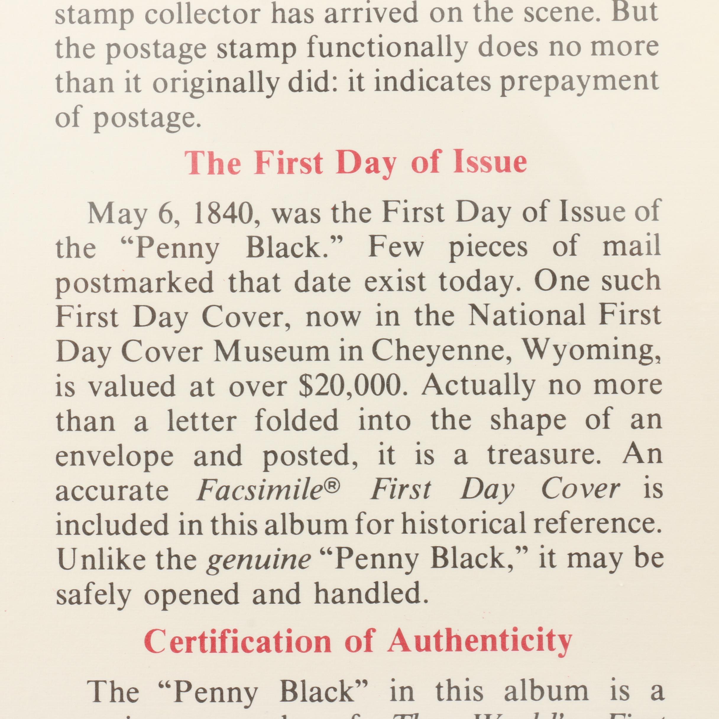 The "Penny Black" World's First Postage Stamp Set