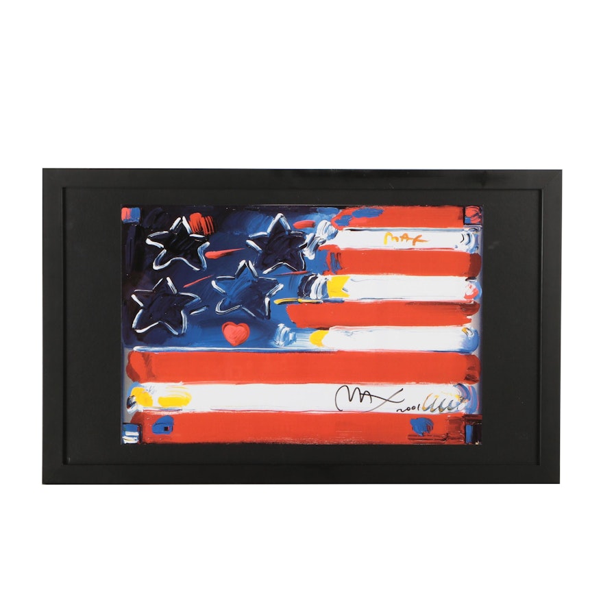 Giclée after Peter Max from Series "Flag with Heart"