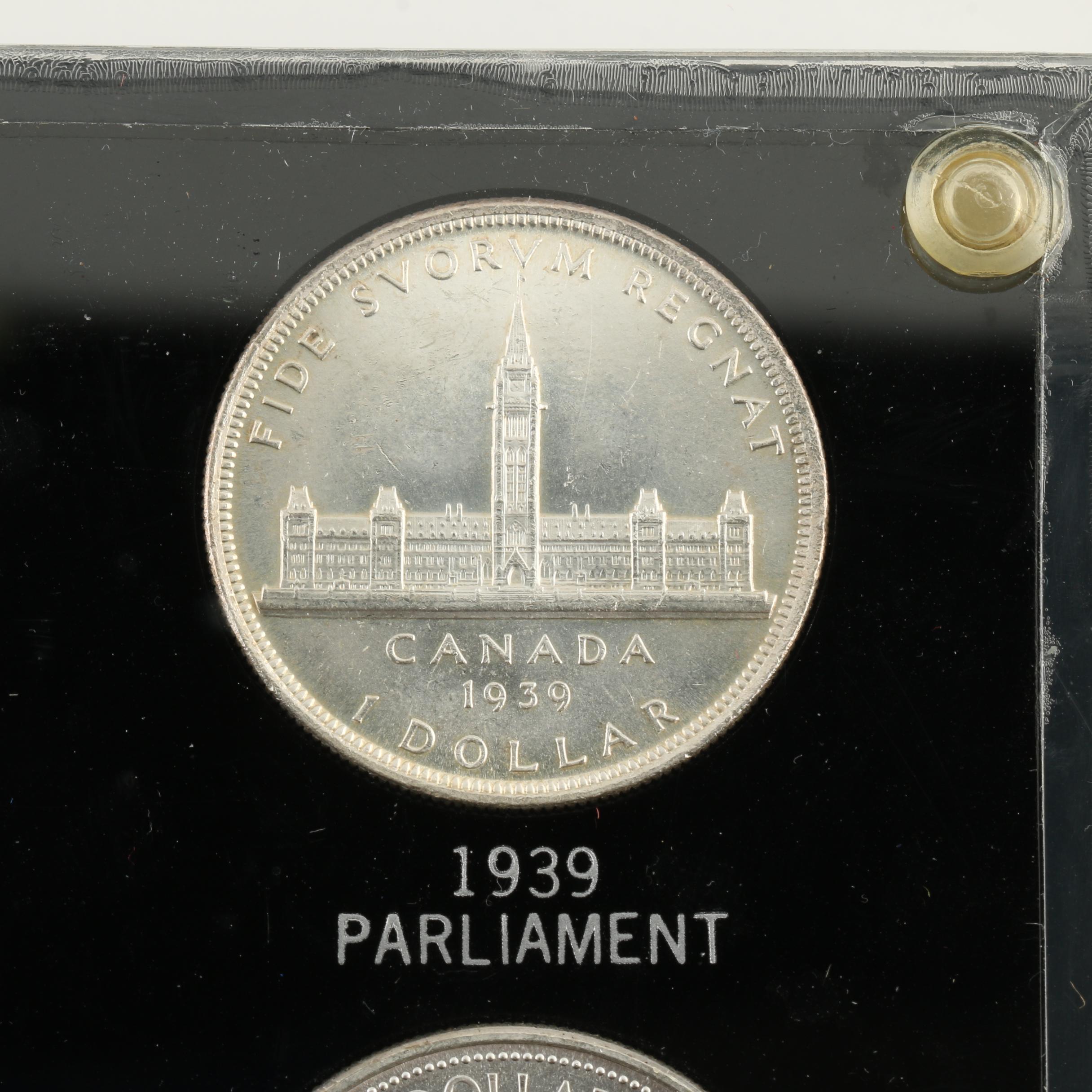 Set of Ten Canadian Commemorative Silver Dollars, 1935 to 1975