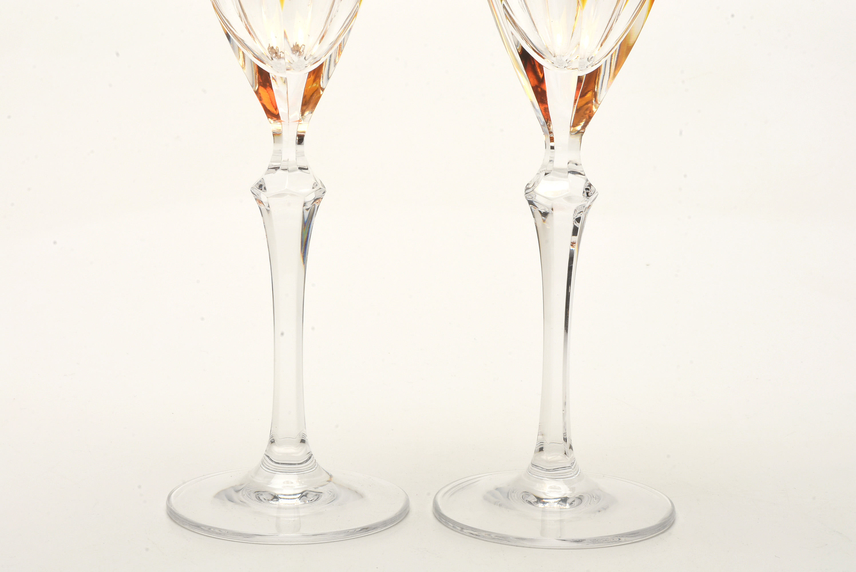 Varga "Safari" Cased Amber Crystal Champagne Flutes