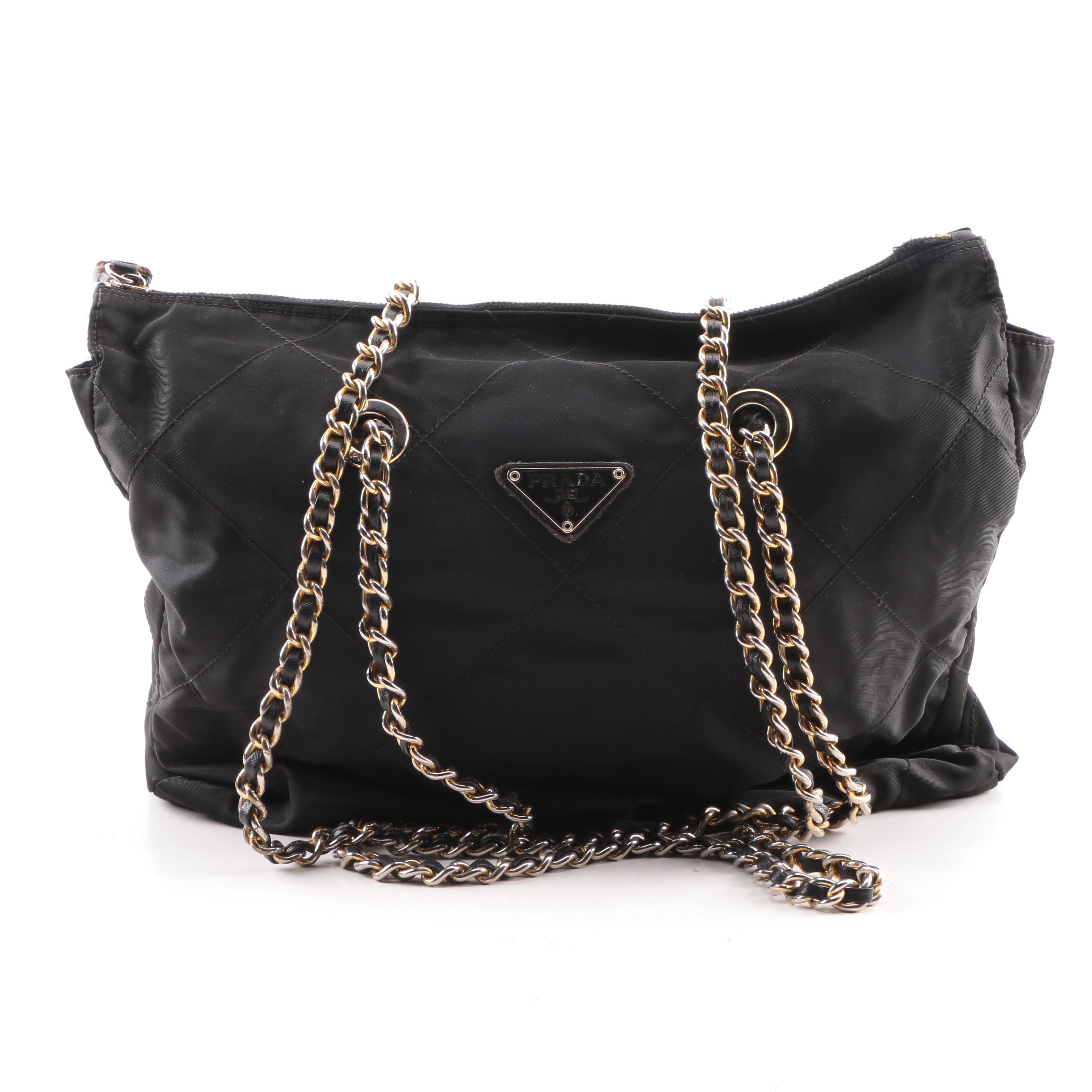 Prada Quilted Black Nylon Shoulder Bag