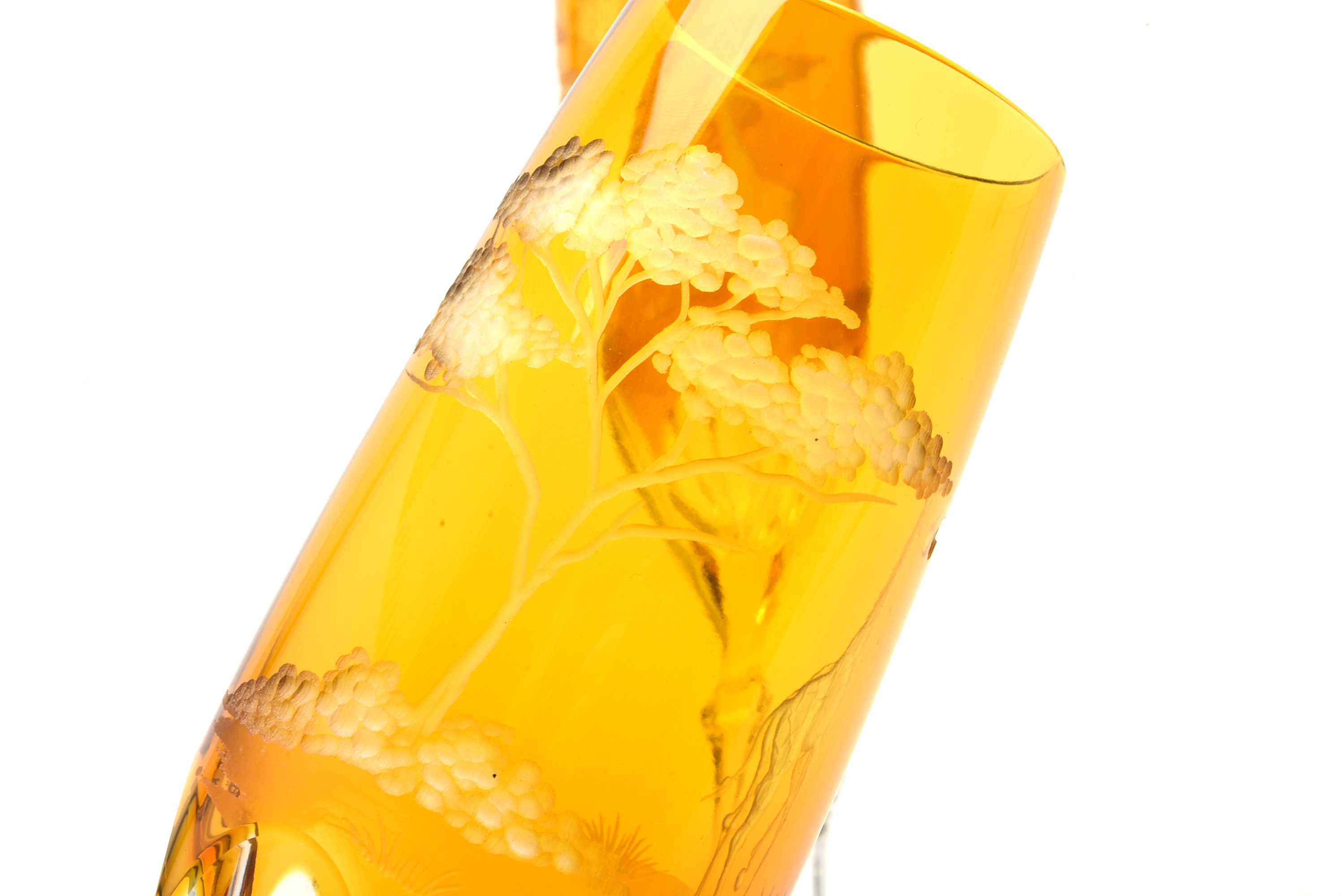 Varga "Safari" Cased Amber Crystal Champagne Flutes