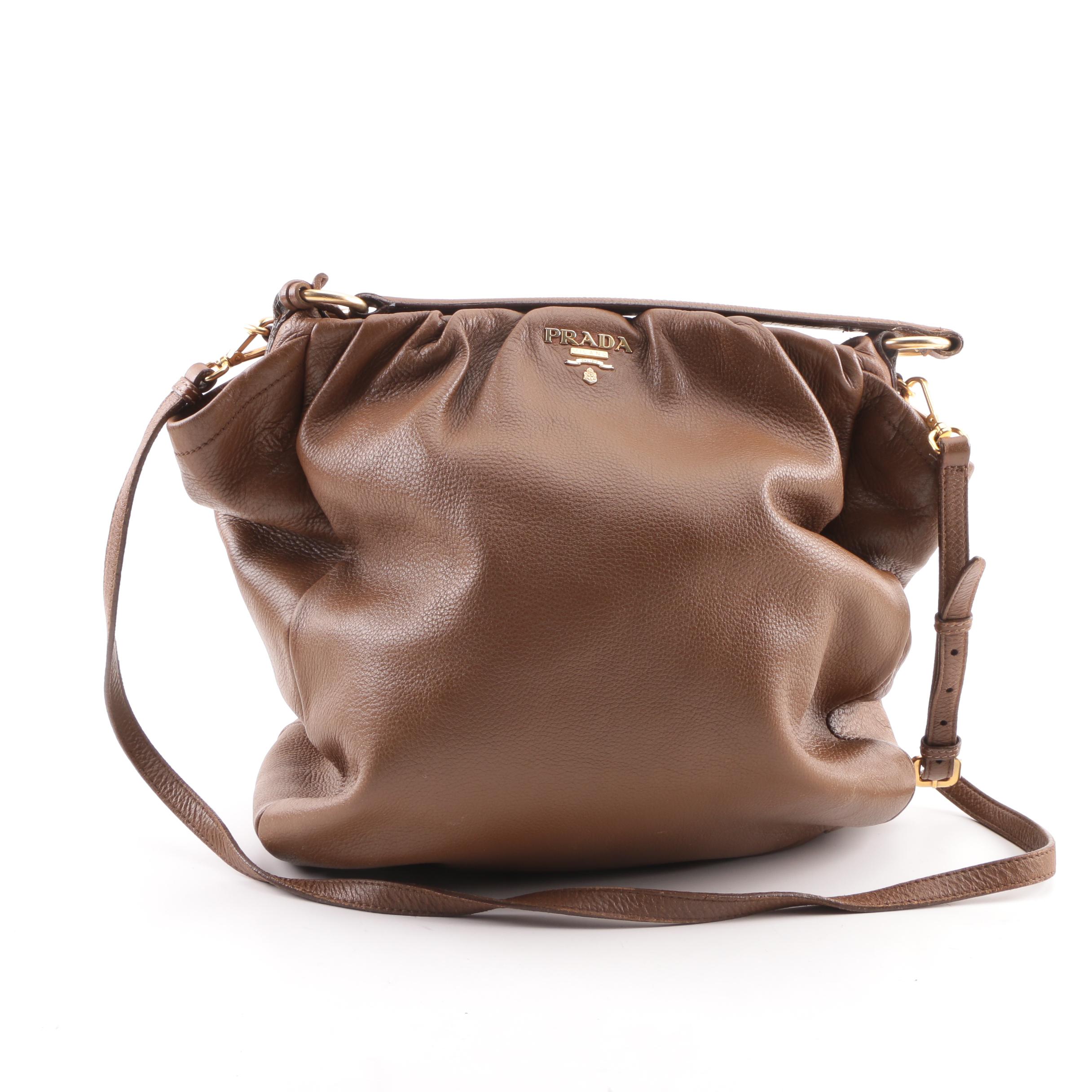 Prada Brown Leather Shoulder Satchel