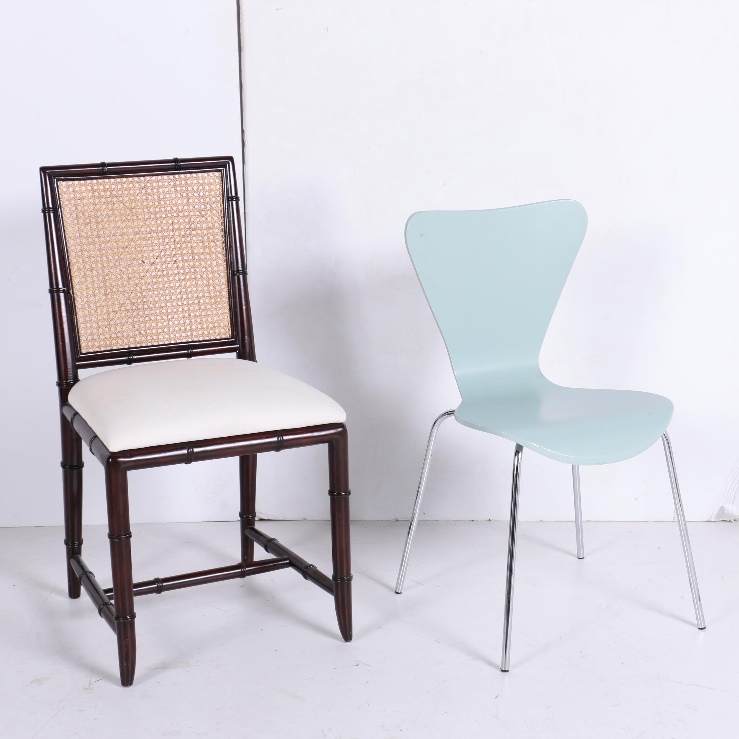 Two Side Chairs, Including Modernist Style Example from Room & Board