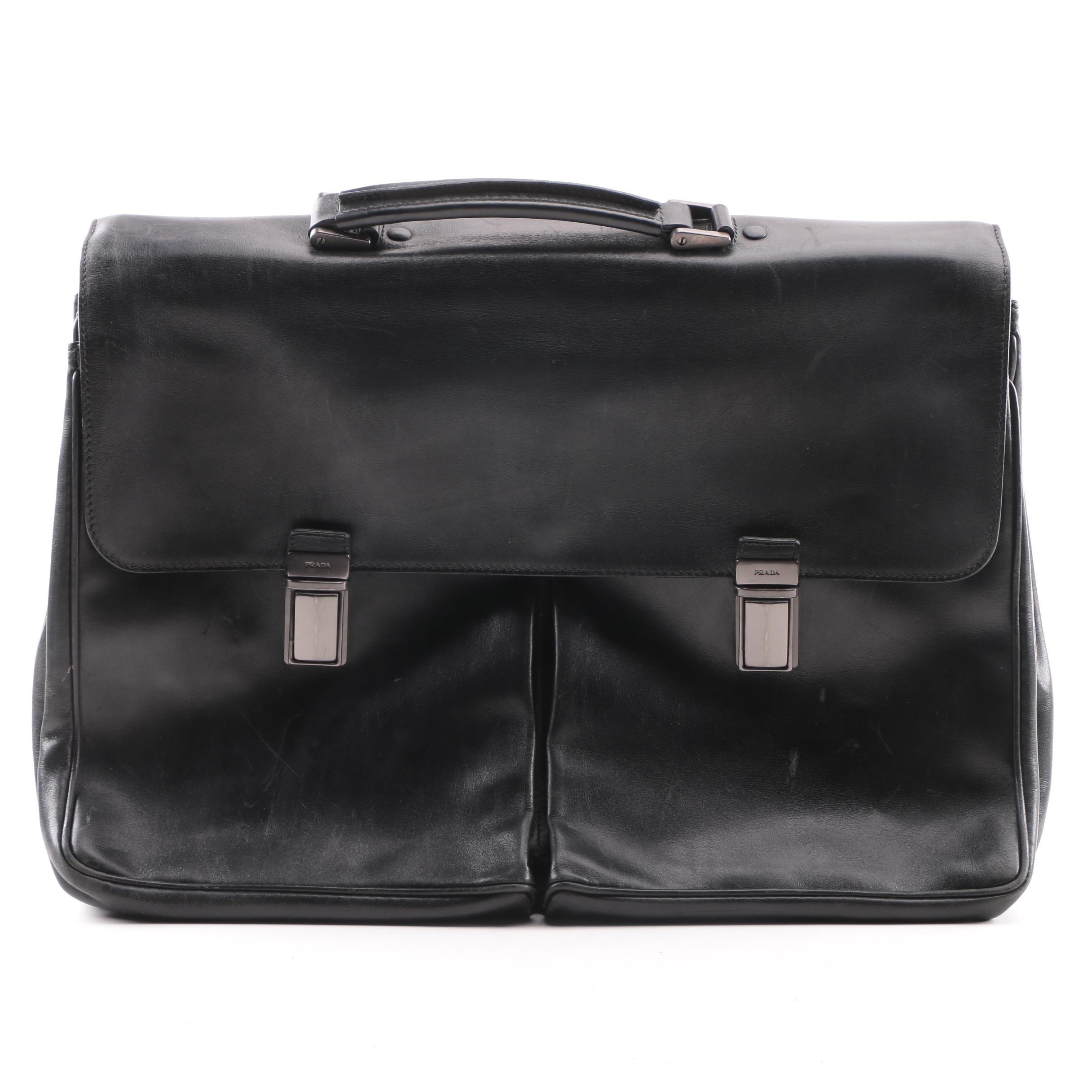 Prada Black Leather Briefcase
