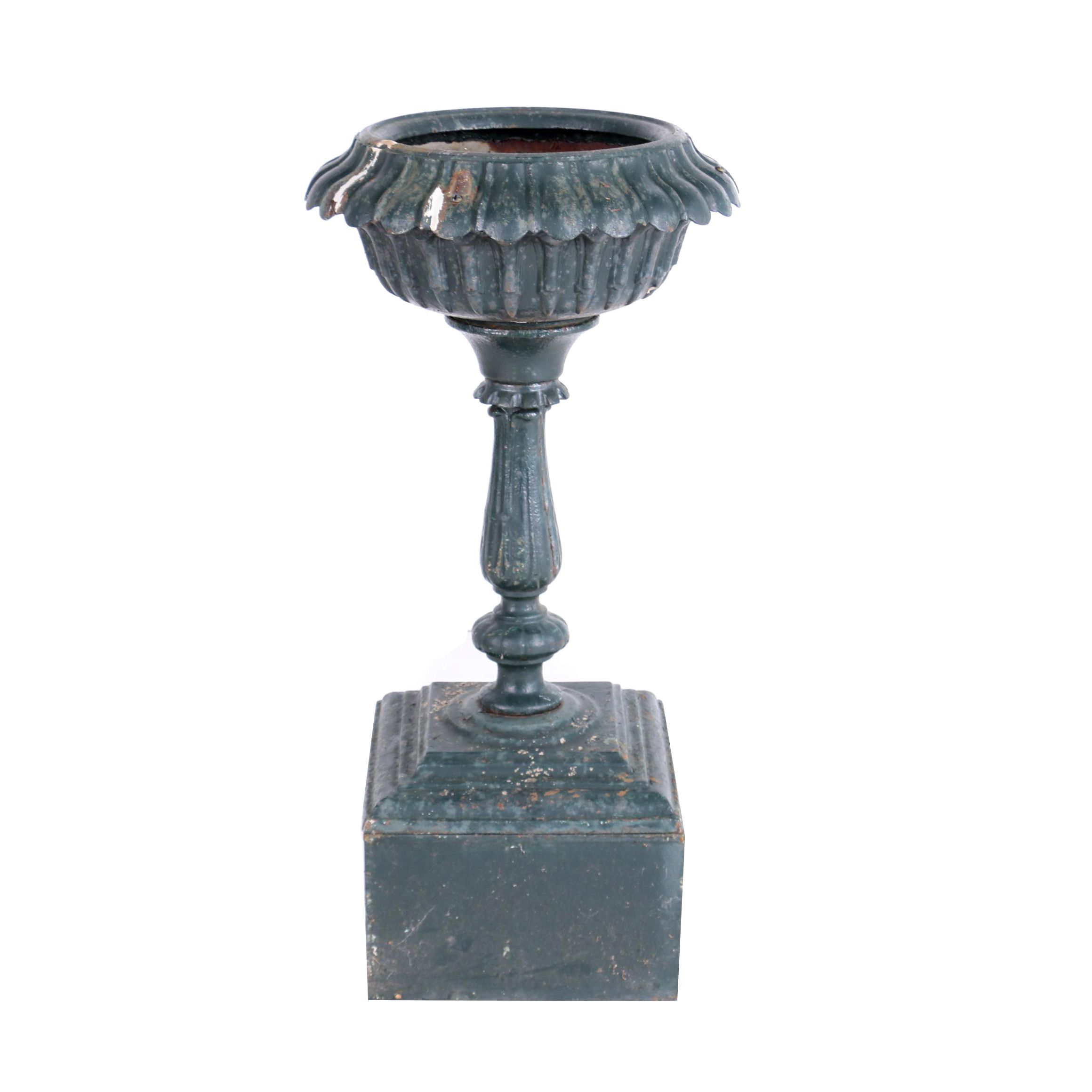 Victorian Green-Painted Cast Iron Garden Fountain, Late 19th Century