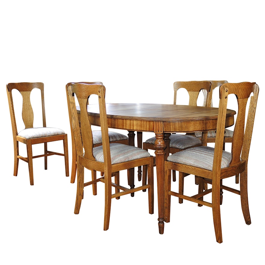 Vintage Mahogany Butterfly Leaf Table and Oak Side Chairs