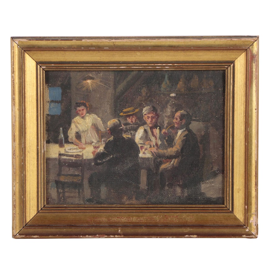 Early 20th Century Italian Oil Painting  "Intorno di Bettola"