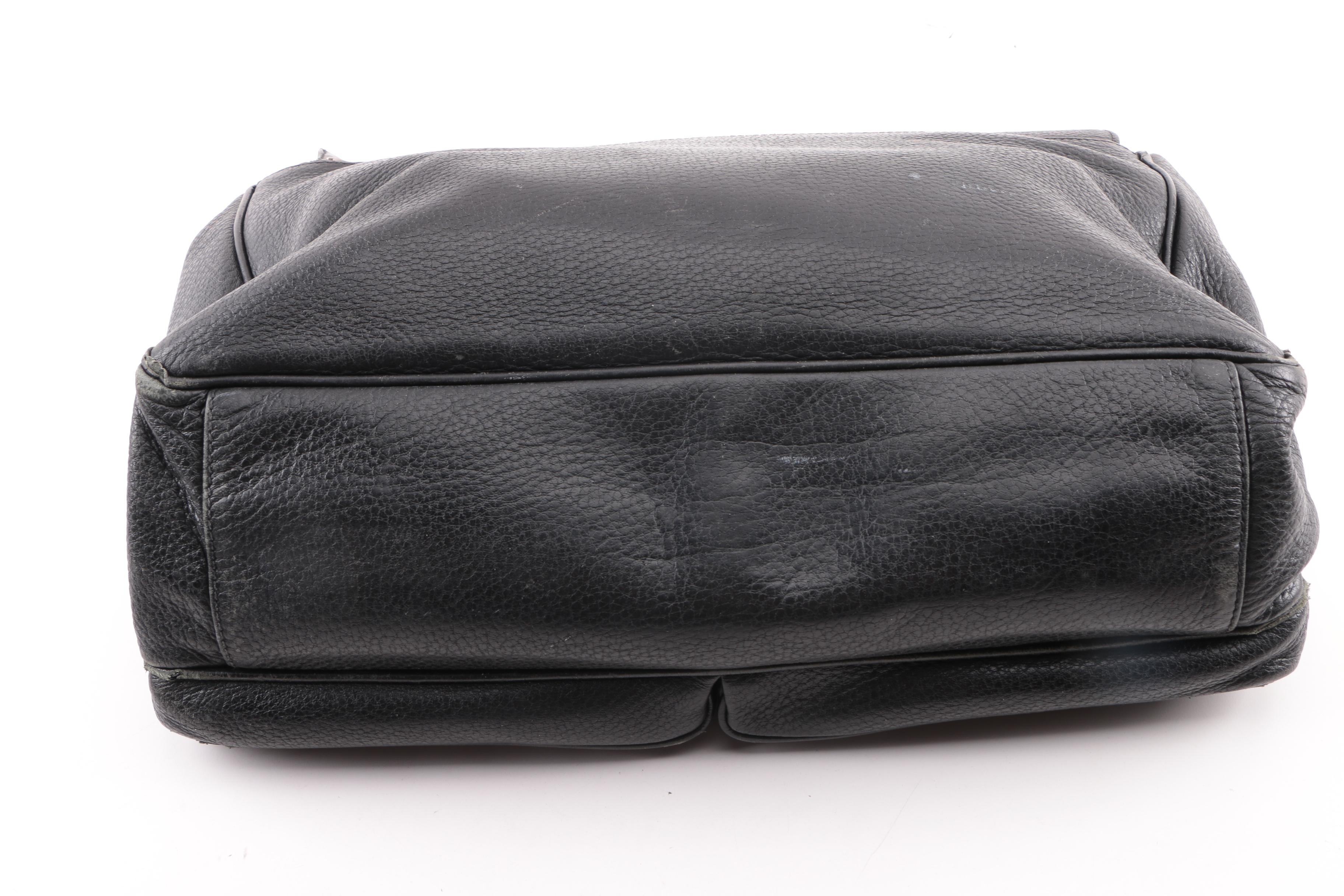 Prada Black Pebbled Leather Briefcase