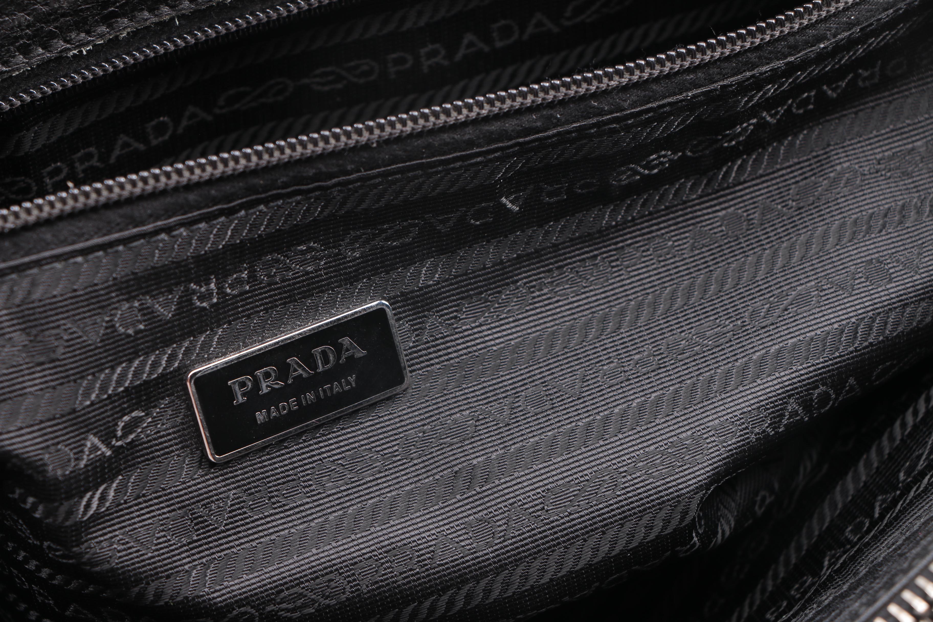 Prada Black Pebbled Leather Briefcase