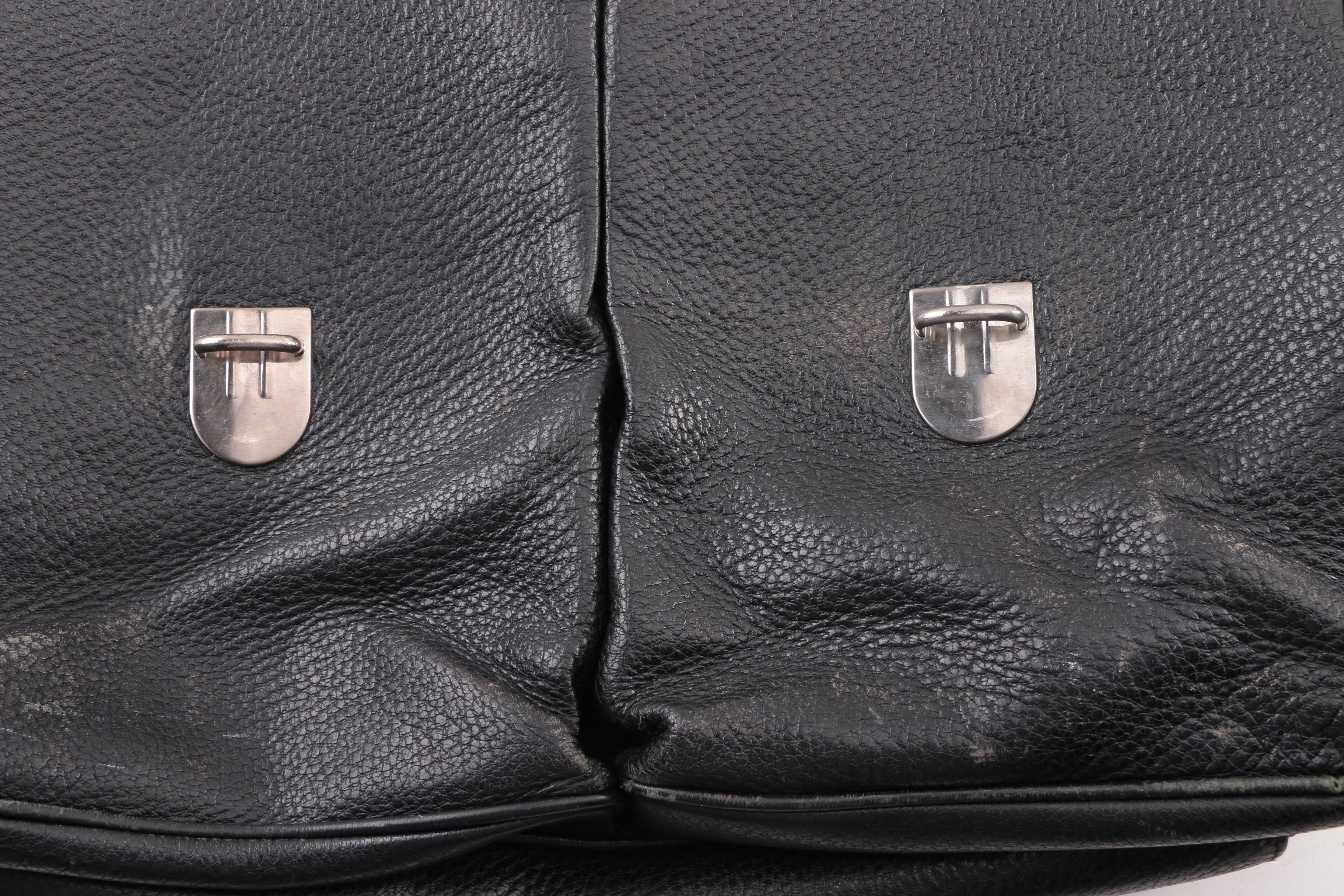 Prada Black Pebbled Leather Briefcase