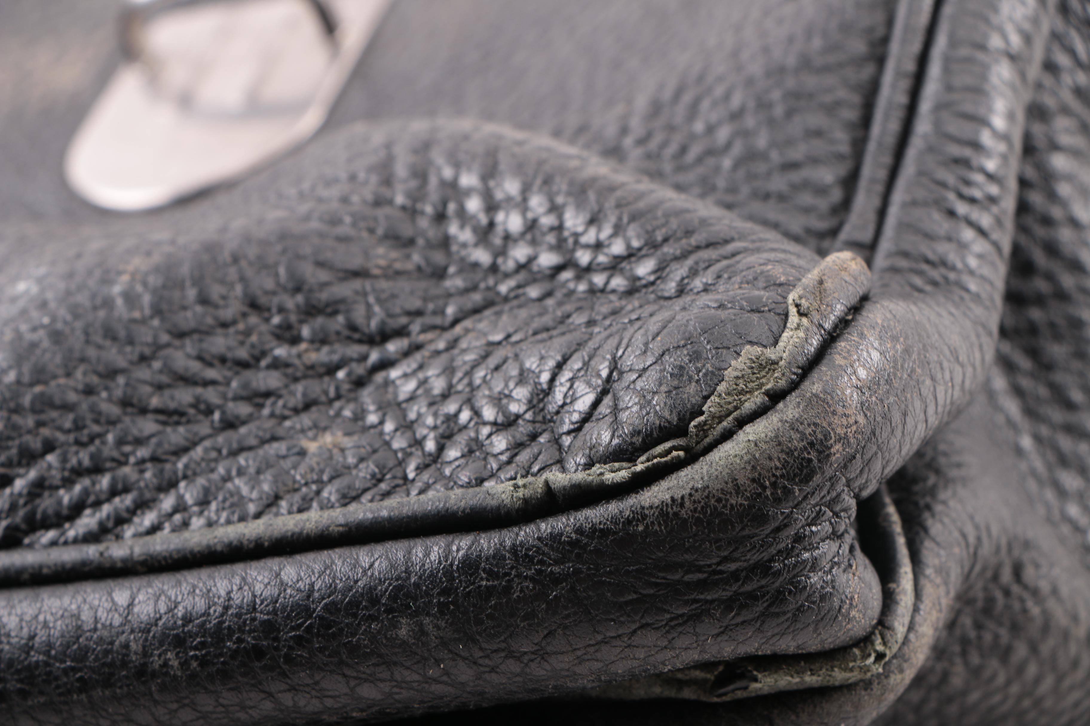 Prada Black Pebbled Leather Briefcase