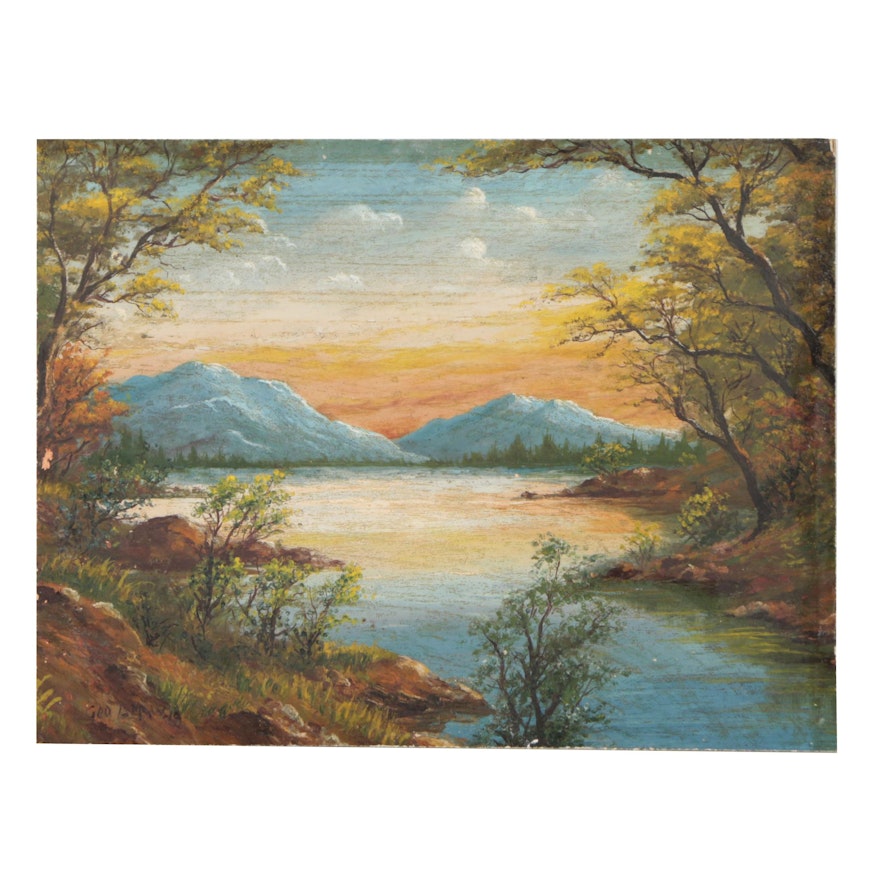 Vintage Oil Painting of the Catskill Mountains