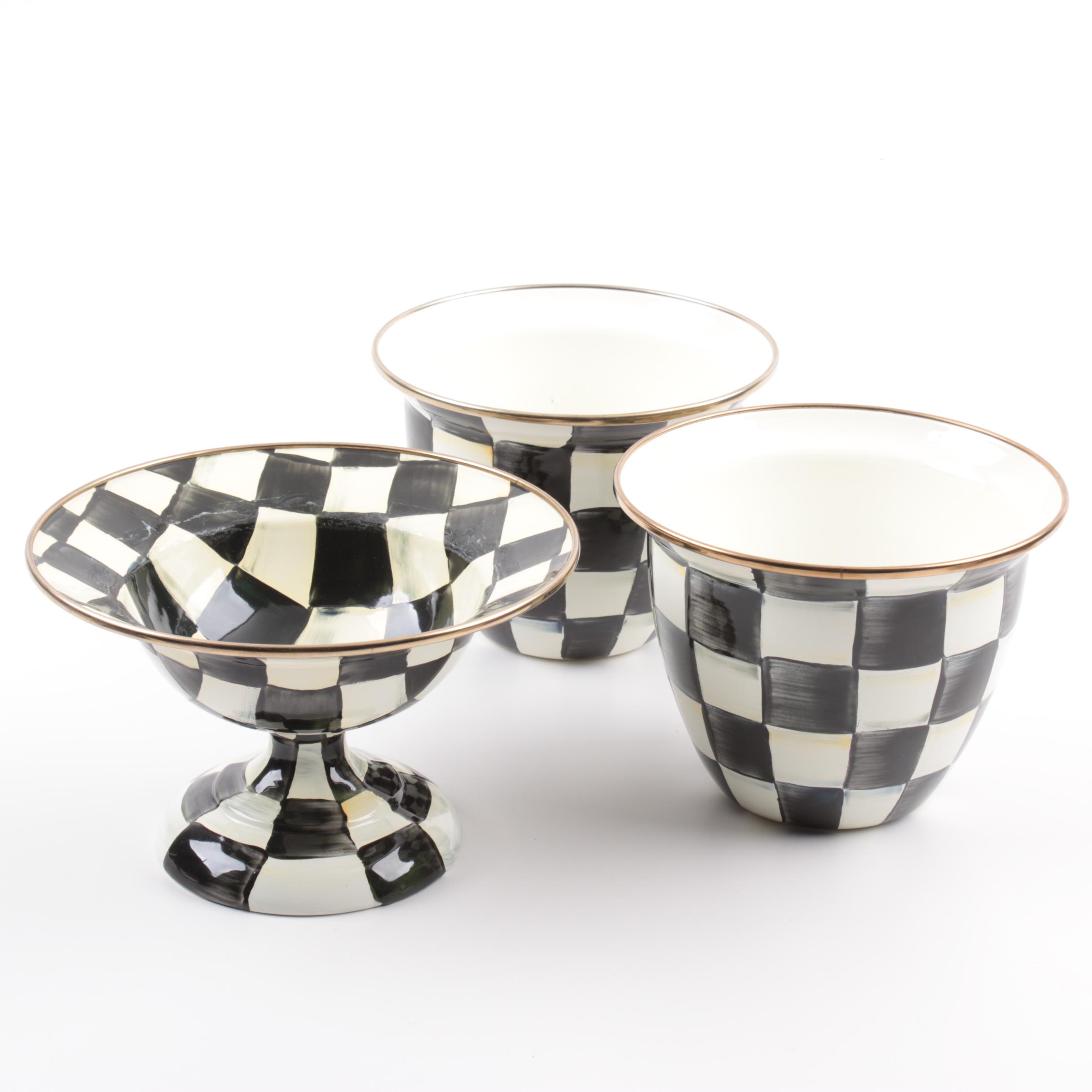 MacKenzie-Childs "Courtly Check" Compote and Planters