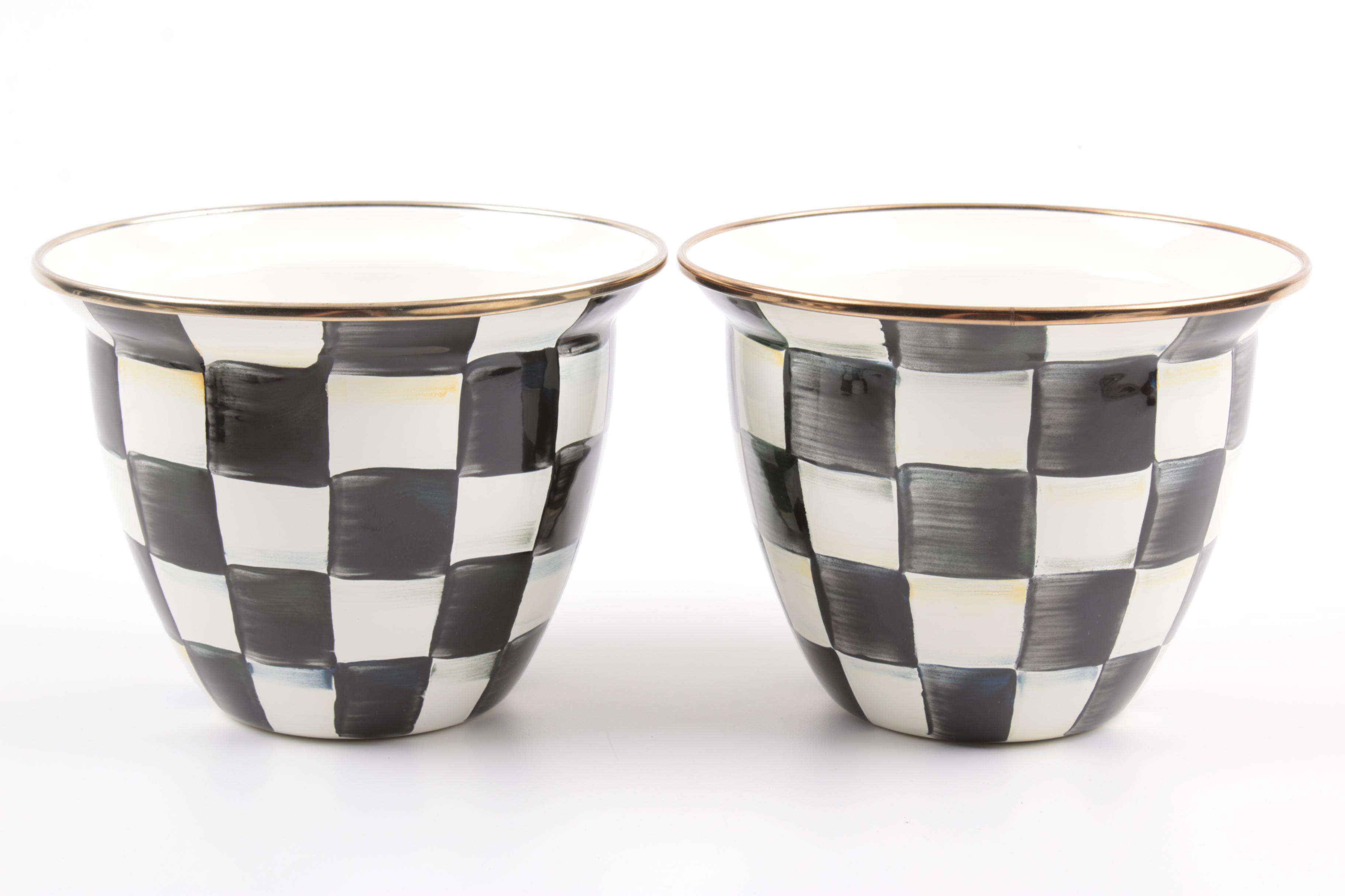 MacKenzie-Childs "Courtly Check" Compote and Planters