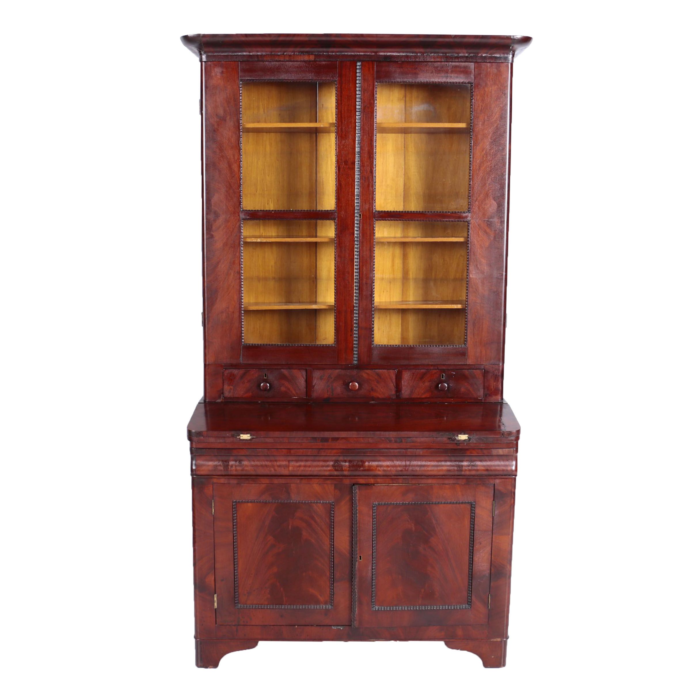 Victorian Mahogany Secretary Bookcase, Mid 19th Century