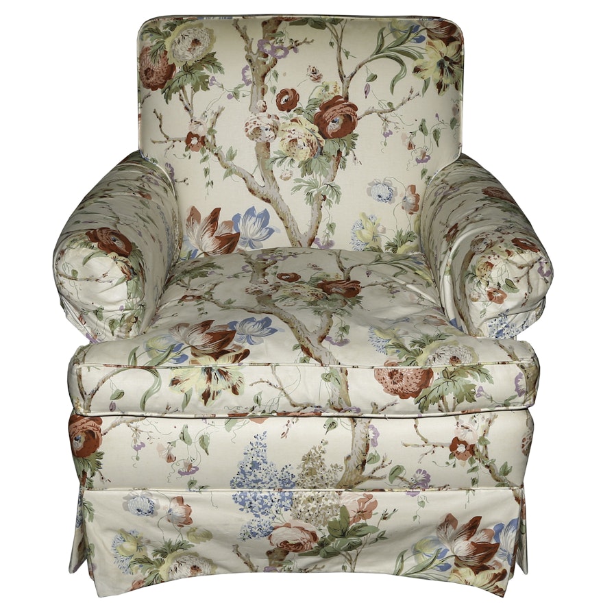 Rolled Arm Club Chair with English Chintz Upholstery
