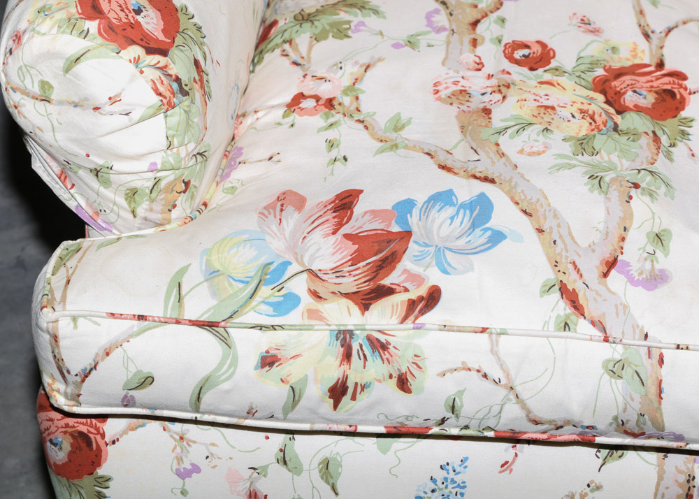 Rolled Arm Club Chair with English Chintz Upholstery