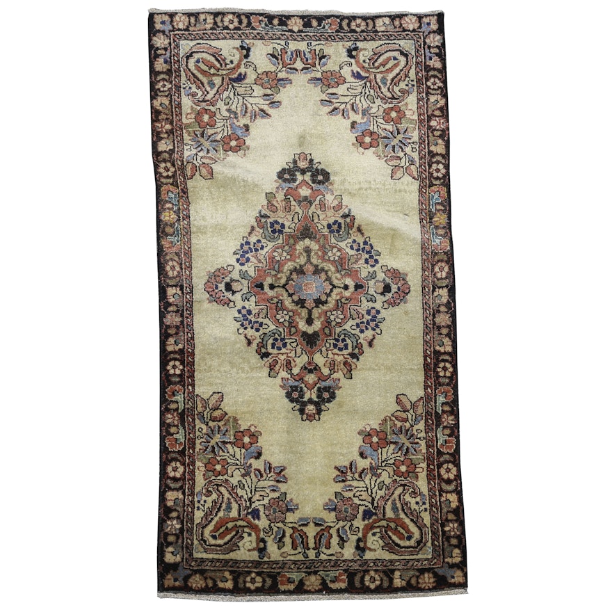 Handknotted Vintage Persian Qum Accent Rug
