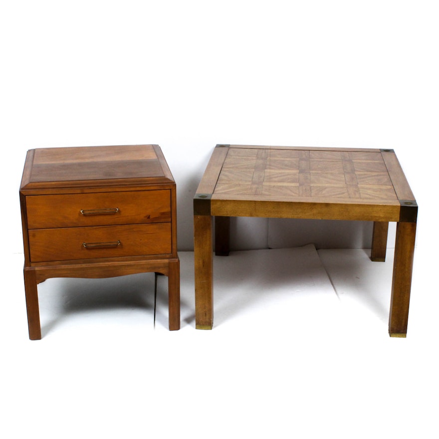 Vintage Wooden Coffee Table and End Table