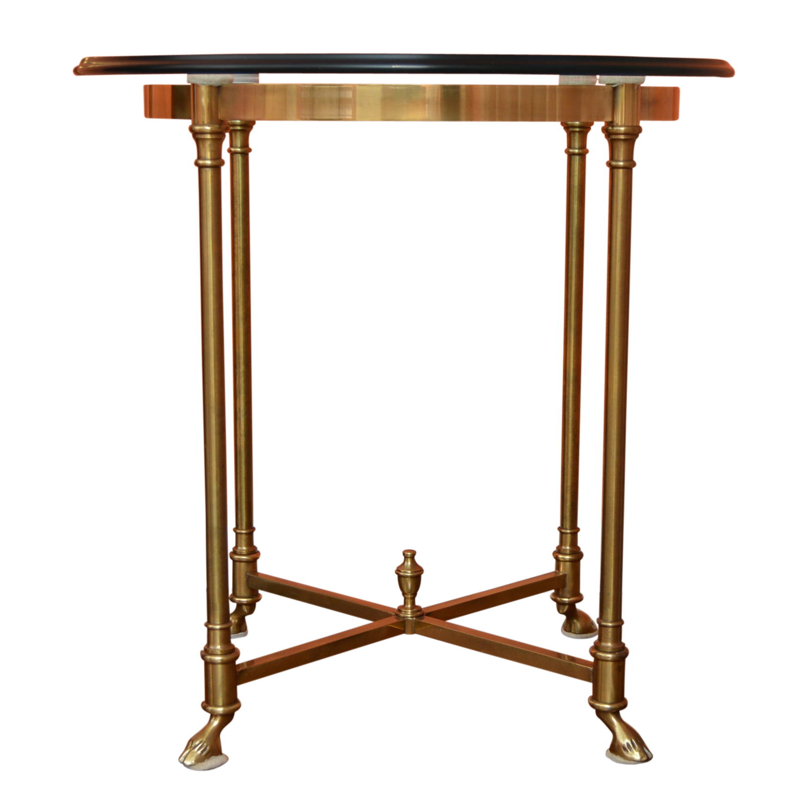 Neoclassic Style Round Brass Side Table with Glass Tops