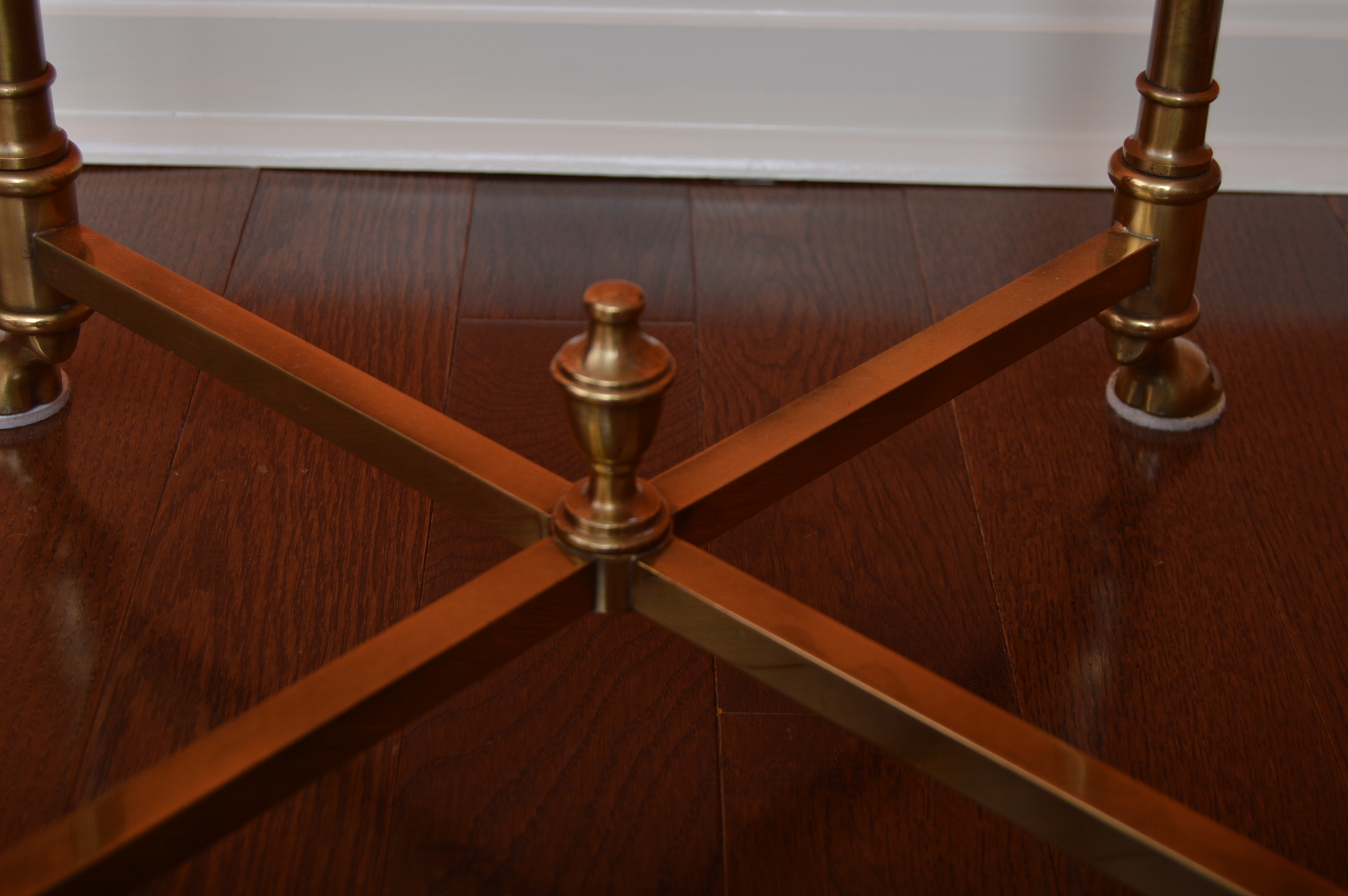 Neoclassic Style Round Brass Side Table with Glass Tops