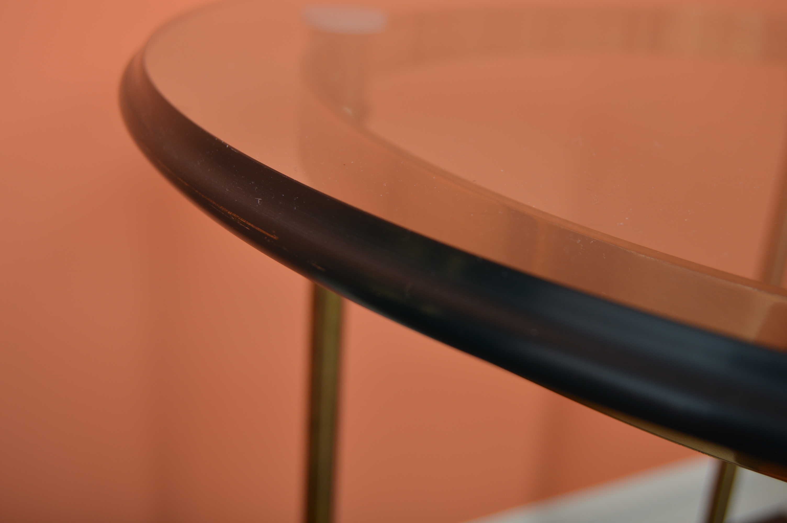 Neoclassic Style Round Brass Side Table with Glass Tops