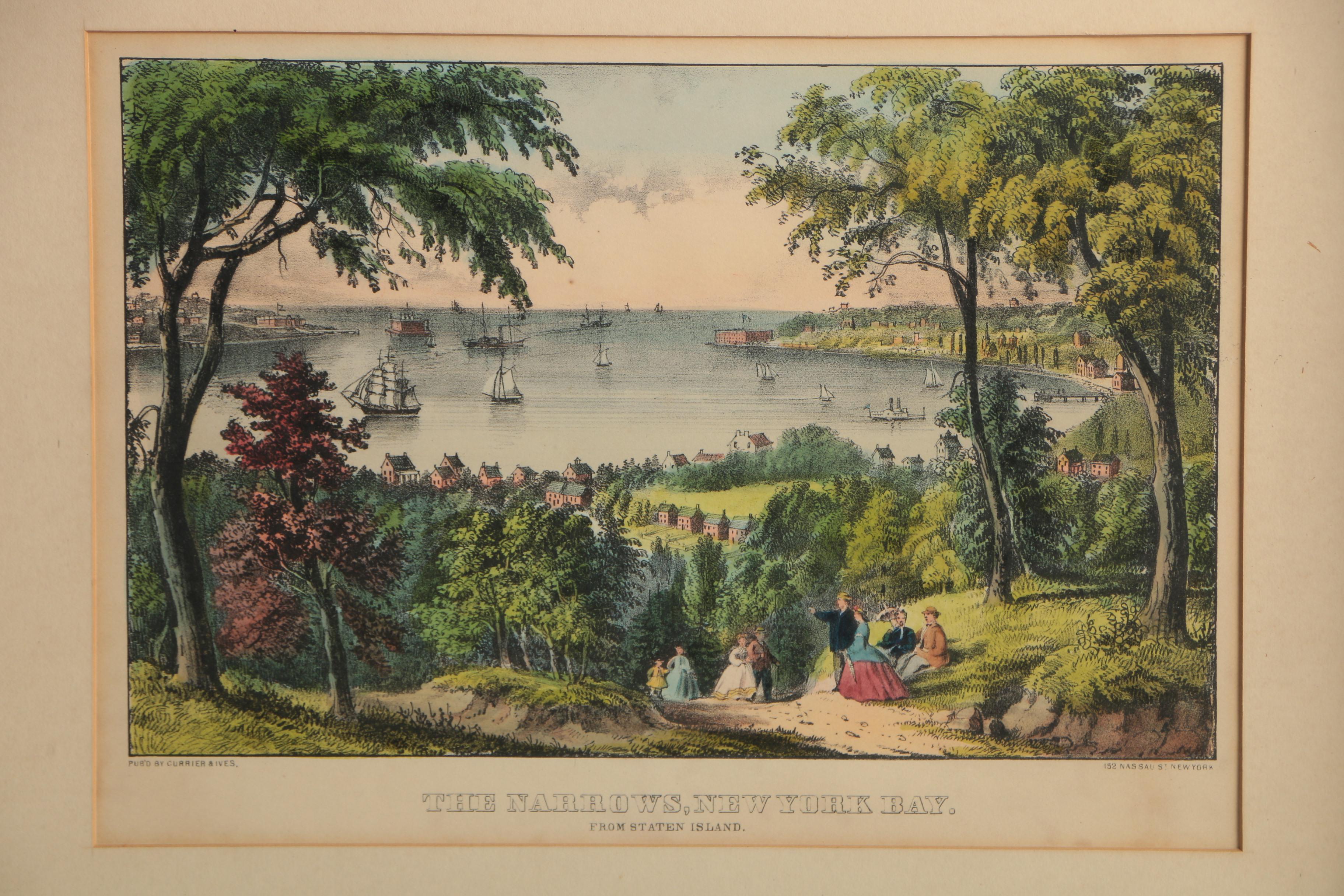 Currier and Ives Lithograph "The Narrows, New York Bay"