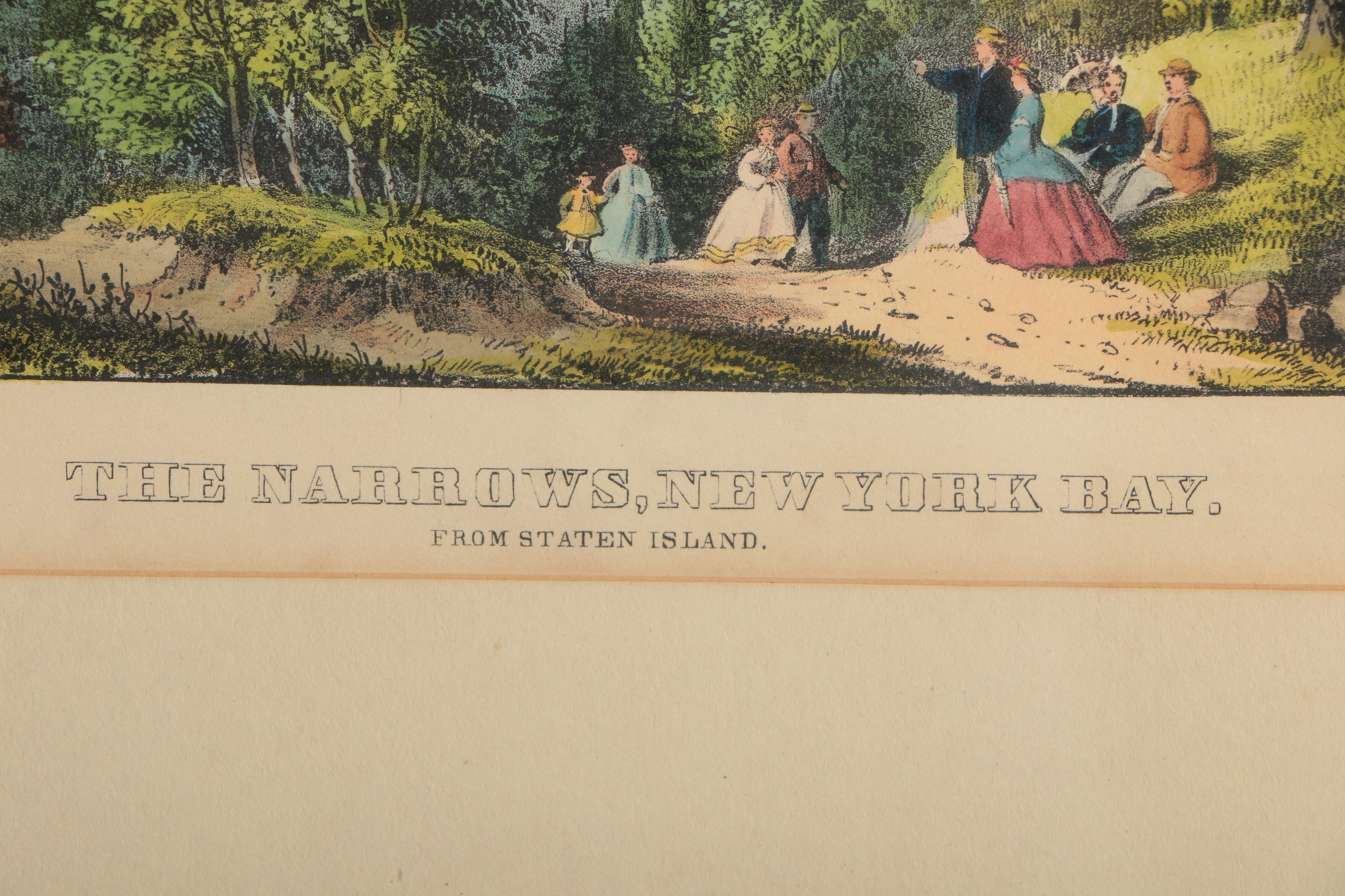 Currier and Ives Lithograph "The Narrows, New York Bay"