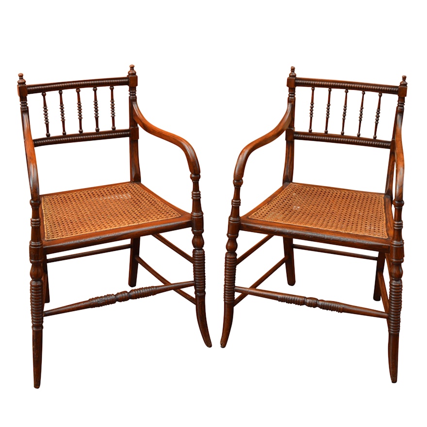 Pair of 19th Century Regency Elbow Side Chairs