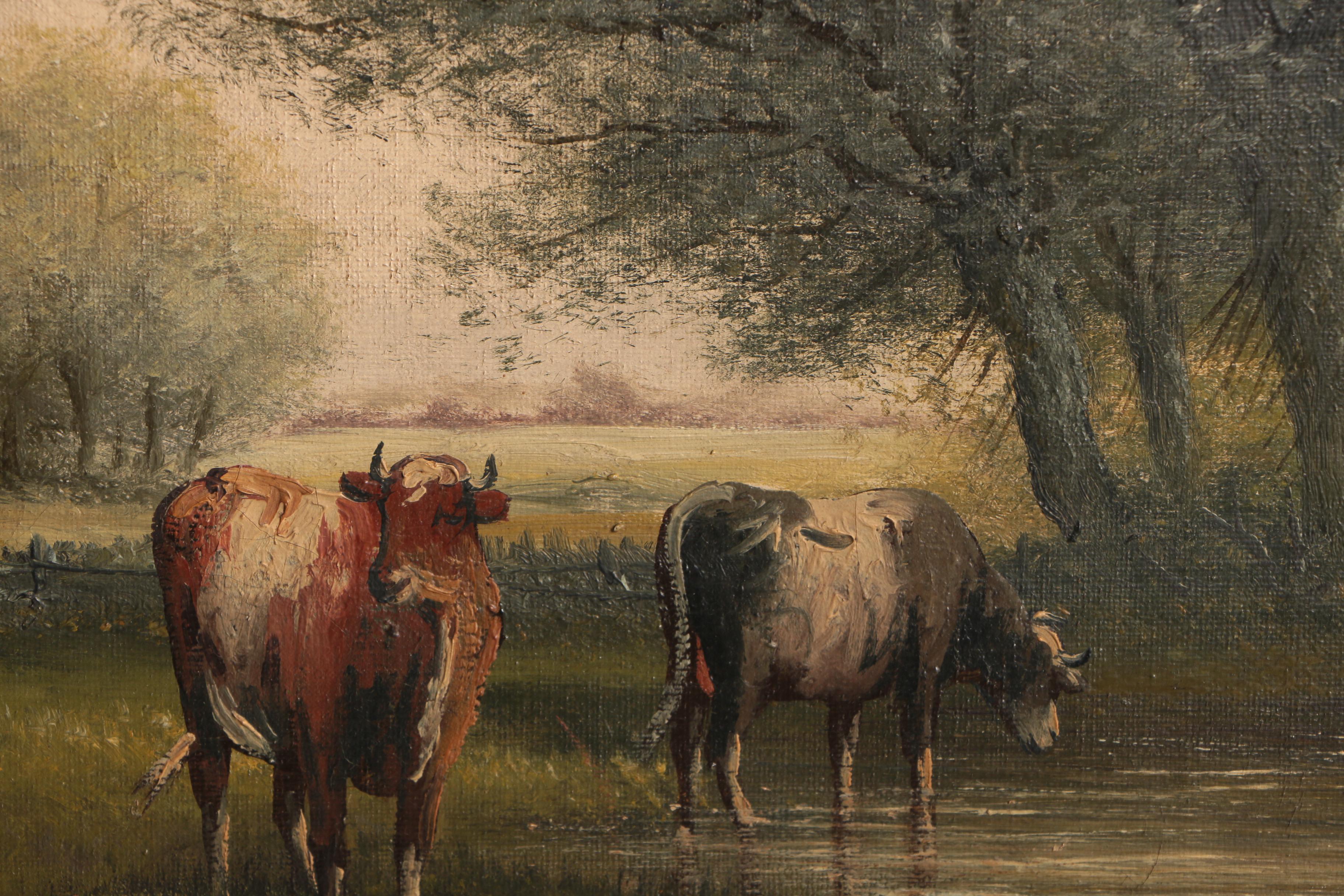 Andrew Millrose, Pastoral Landscape, Oil Painting, Late 19th Century