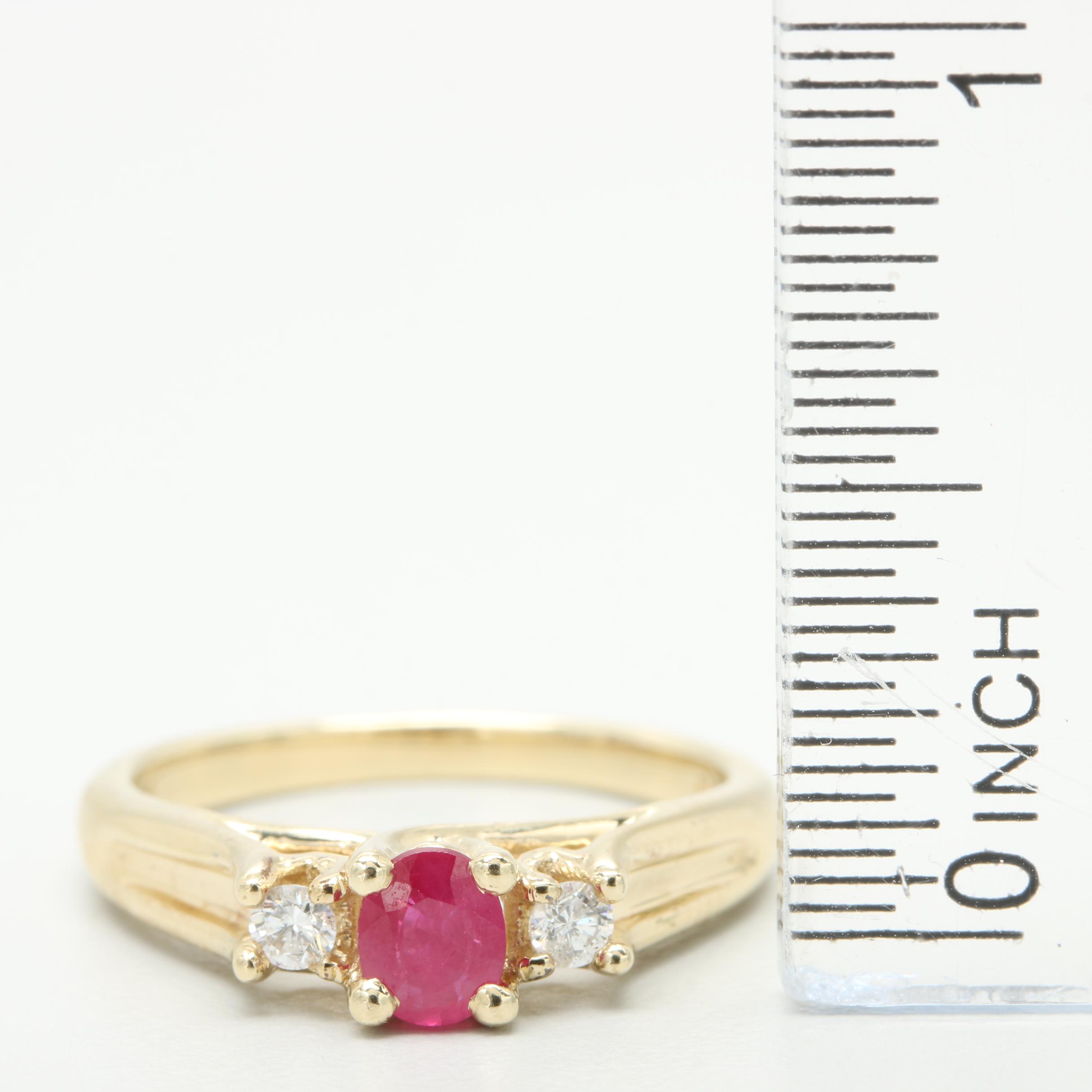 10K Yellow Gold Ruby and Diamond Ring