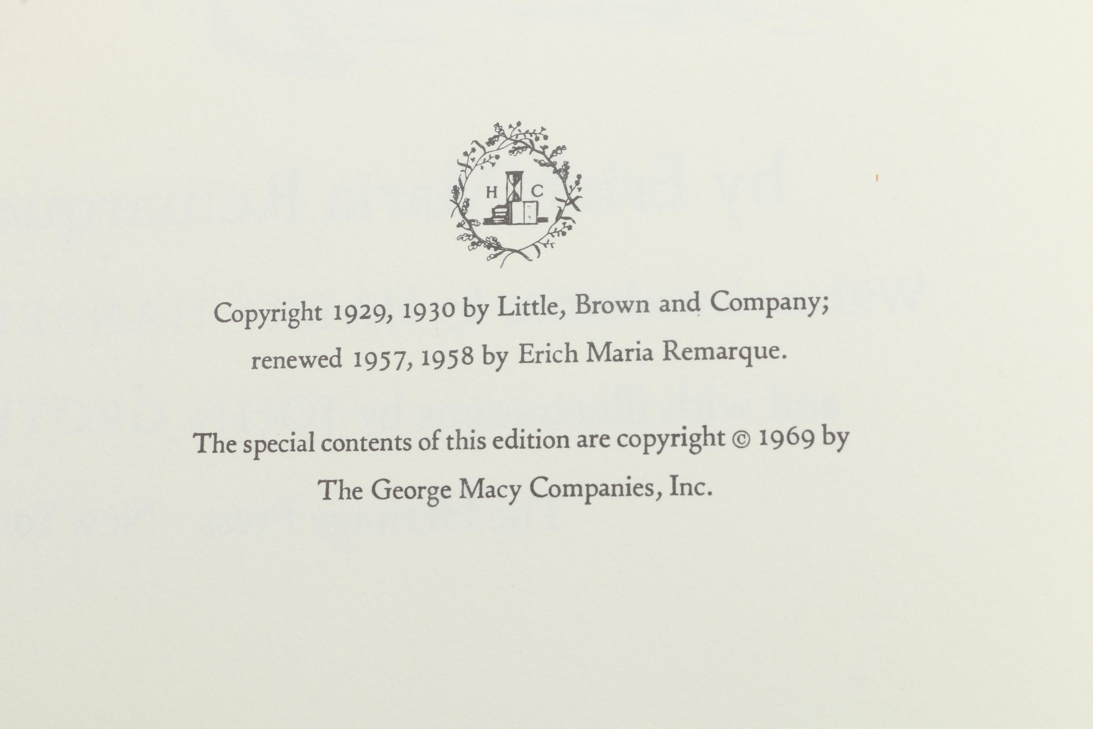 1969 John Groth Signed Heritage Press "All Quiet on the Western Front"