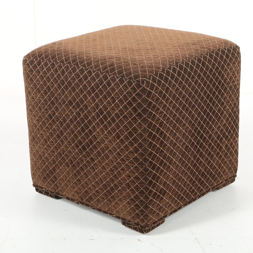 Chocolate Brown Upholstered Cushioned Ottoman