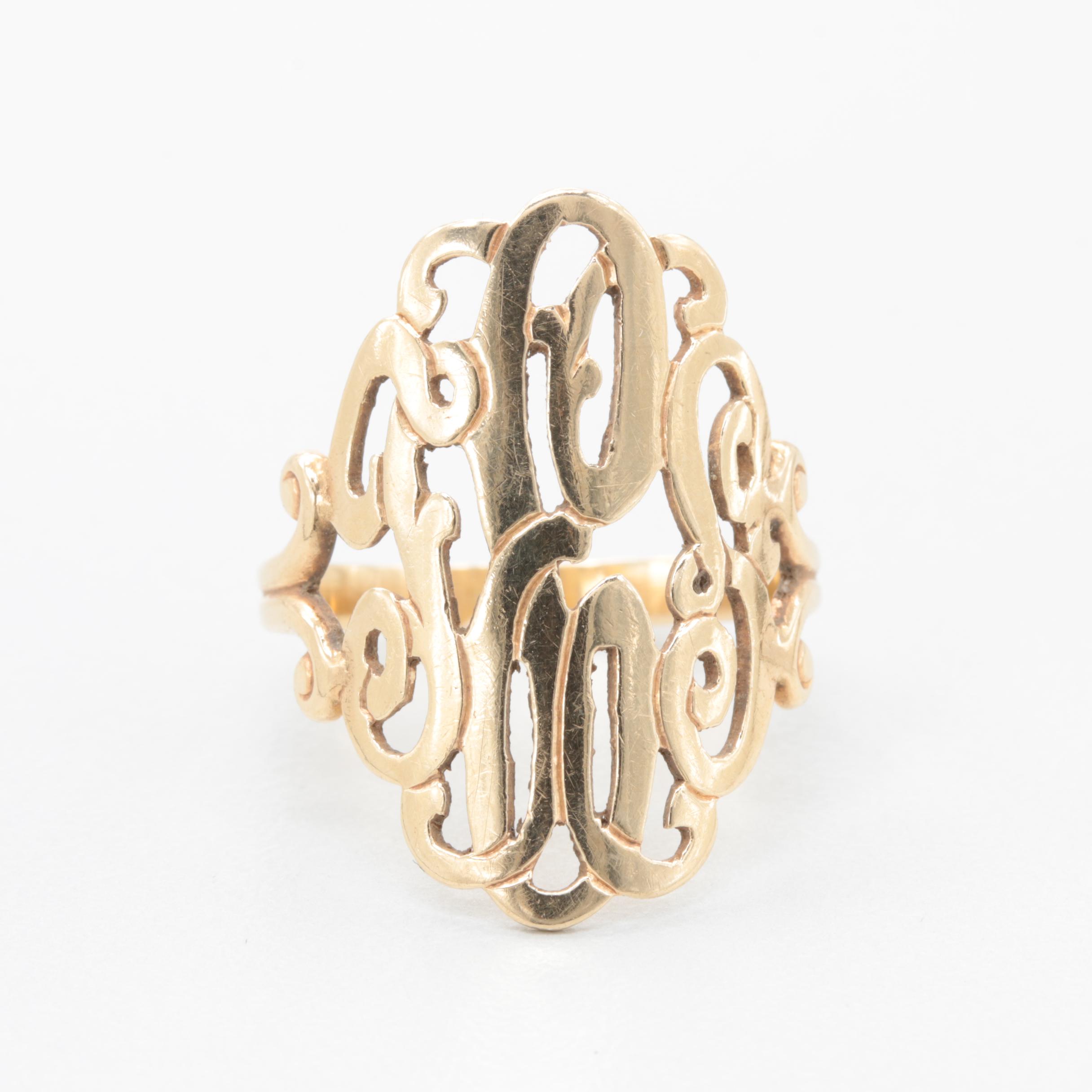 14K Yellow Gold Monogram Ring