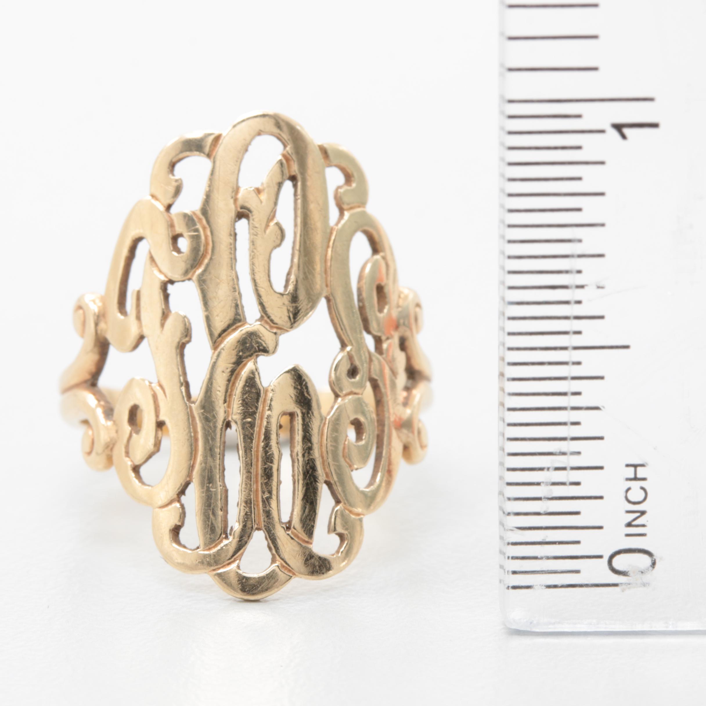 14K Yellow Gold Monogram Ring